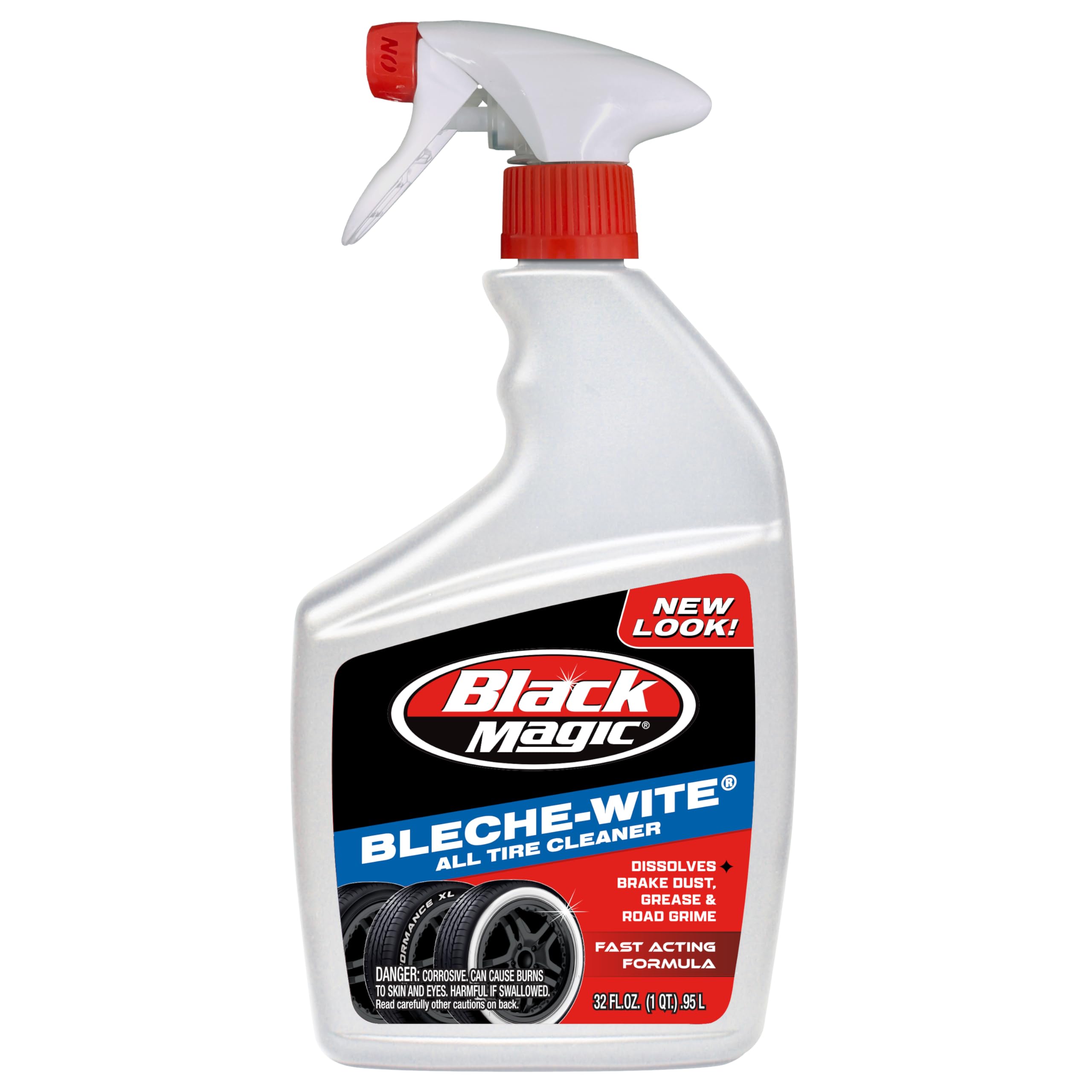 Black Magic 120066 Bleche-Wite Tire Cleaner, 32 Oz. - Fast-Acting Formula Dissolves Brake Dust, Grime And Road Film Off Tires