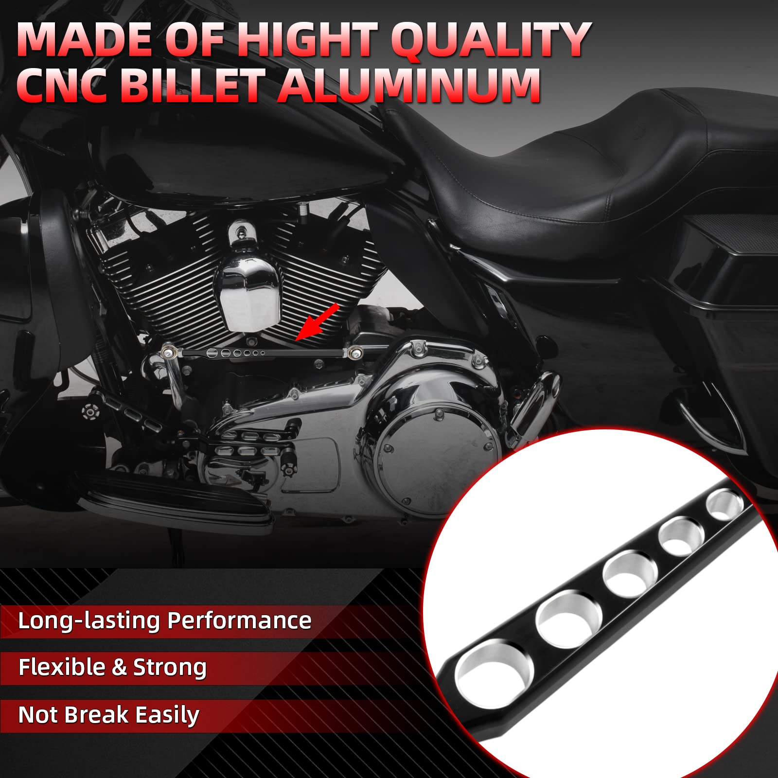 Amazicha Black Gear Shift Linkage Compatible For Harley Softail Touring Electra Street Glide Road Glide Road King Tri Glide 1986-2024