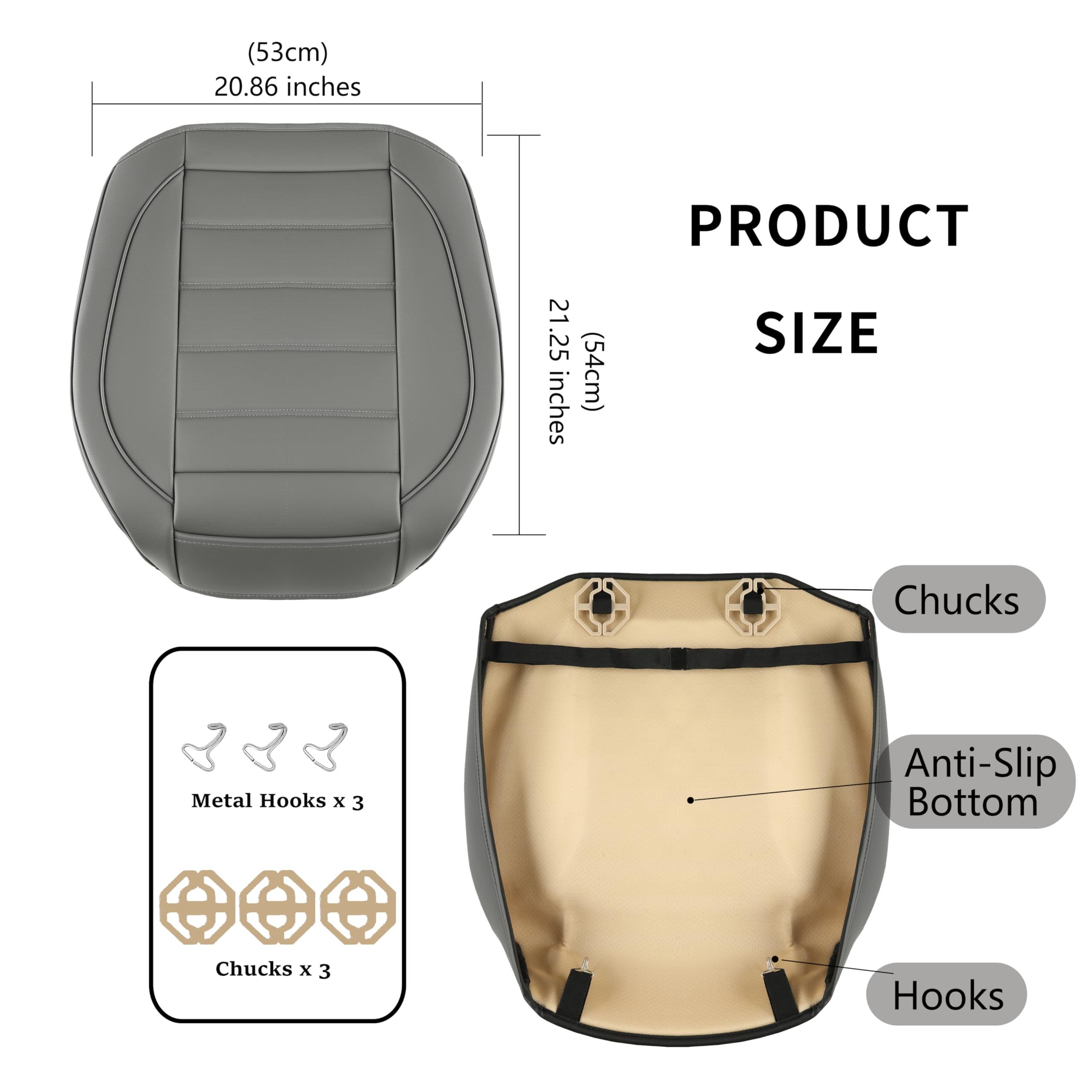 Vankerful 1 Pack Leather Front Car Seat Covers,Bottom Seat Covers for Cars,Driver Car Seat Cover,Luxury Seat Protectors,Waterpro