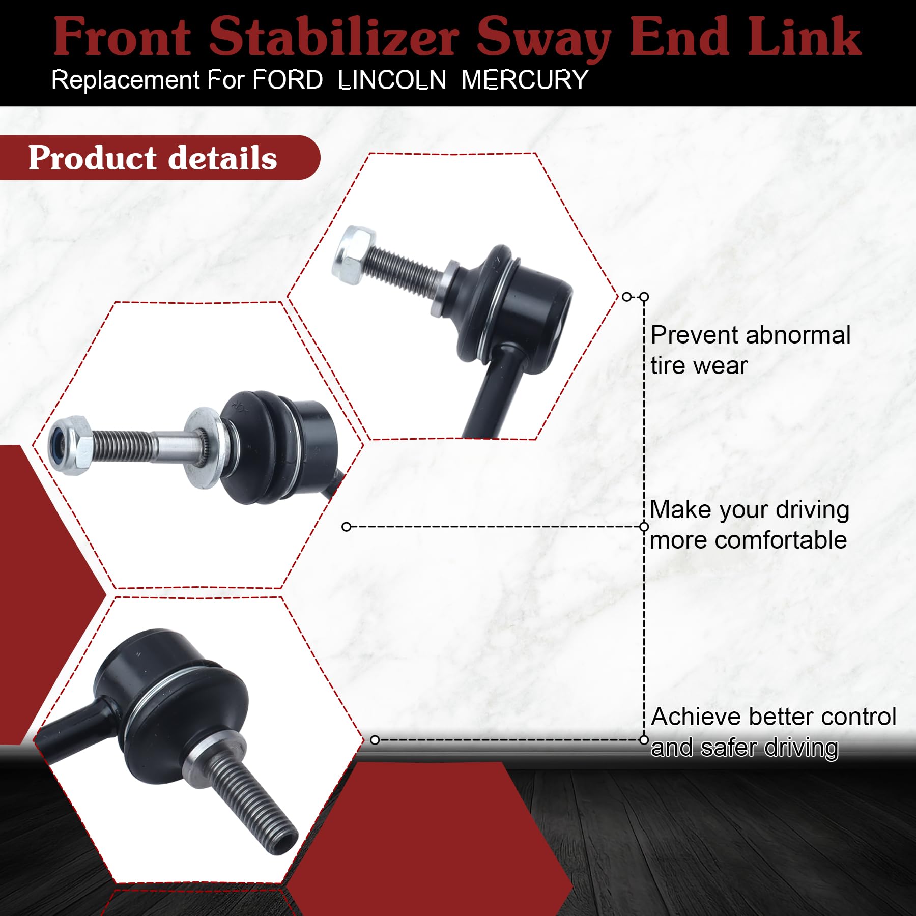 Stiueoav K80140 Sway Bar Link - Front Stabilizer End Link Compatible With 2003-2011 Crown Victoria?2003-2011 Town?2003-2011 Gran