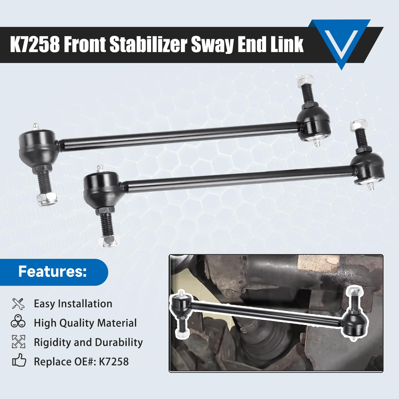 K7258 Front Stabilizer Sway Bar Links Fit For Chrysler Grand Voyager,Town & Country,Voyager;Caravan,Grand Caravan;Plymouth Grand Voyager,Voyager;Ram C/V 1996-2015 Front Stabilizer Bar End Link