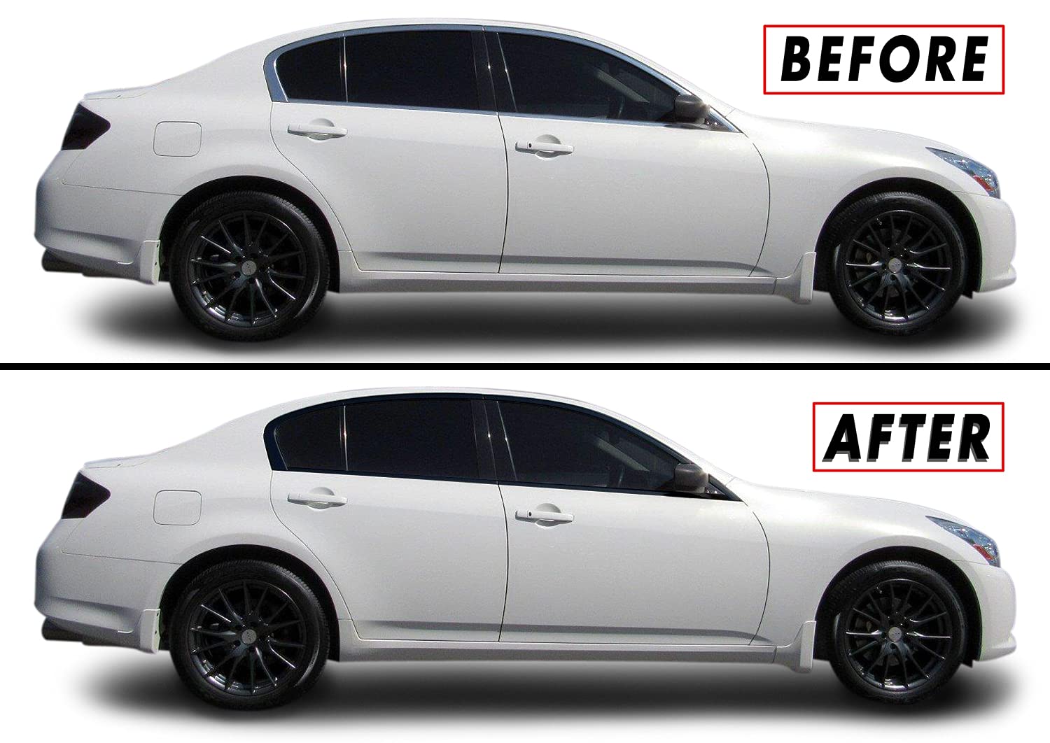 Slickmod Chrome Delete Blackout Vinyl Overlay For 2007-2015 Infiniti G35 G37 Q40 Sedan Window Trim (Gloss Black)