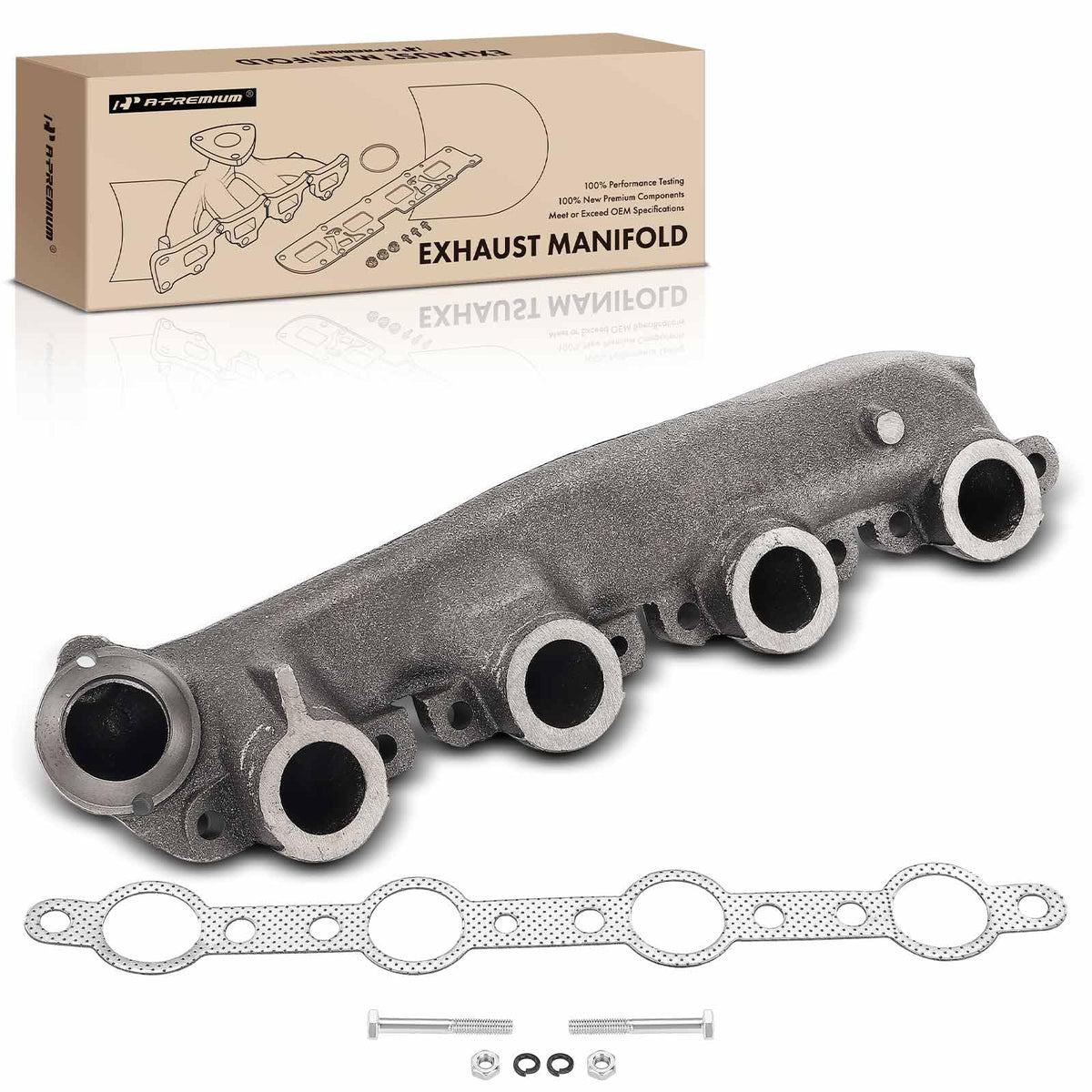 A-Premium Right Exhaust Manifold Kit W/Gasket & Bolts & Nuts & Washers [6,8Cyl 7.3 8.7L] Compatible with Ford F-450 F-550 Super 