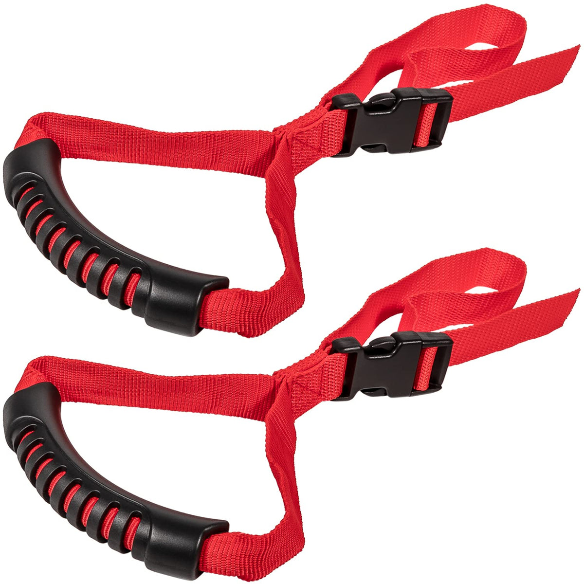 E-Cowlboy Auto Cane Grab Handle Adjustable Standing Aid Safety Support Bar Nylon Grip Mobility Assist Device (Red 2 Pack)