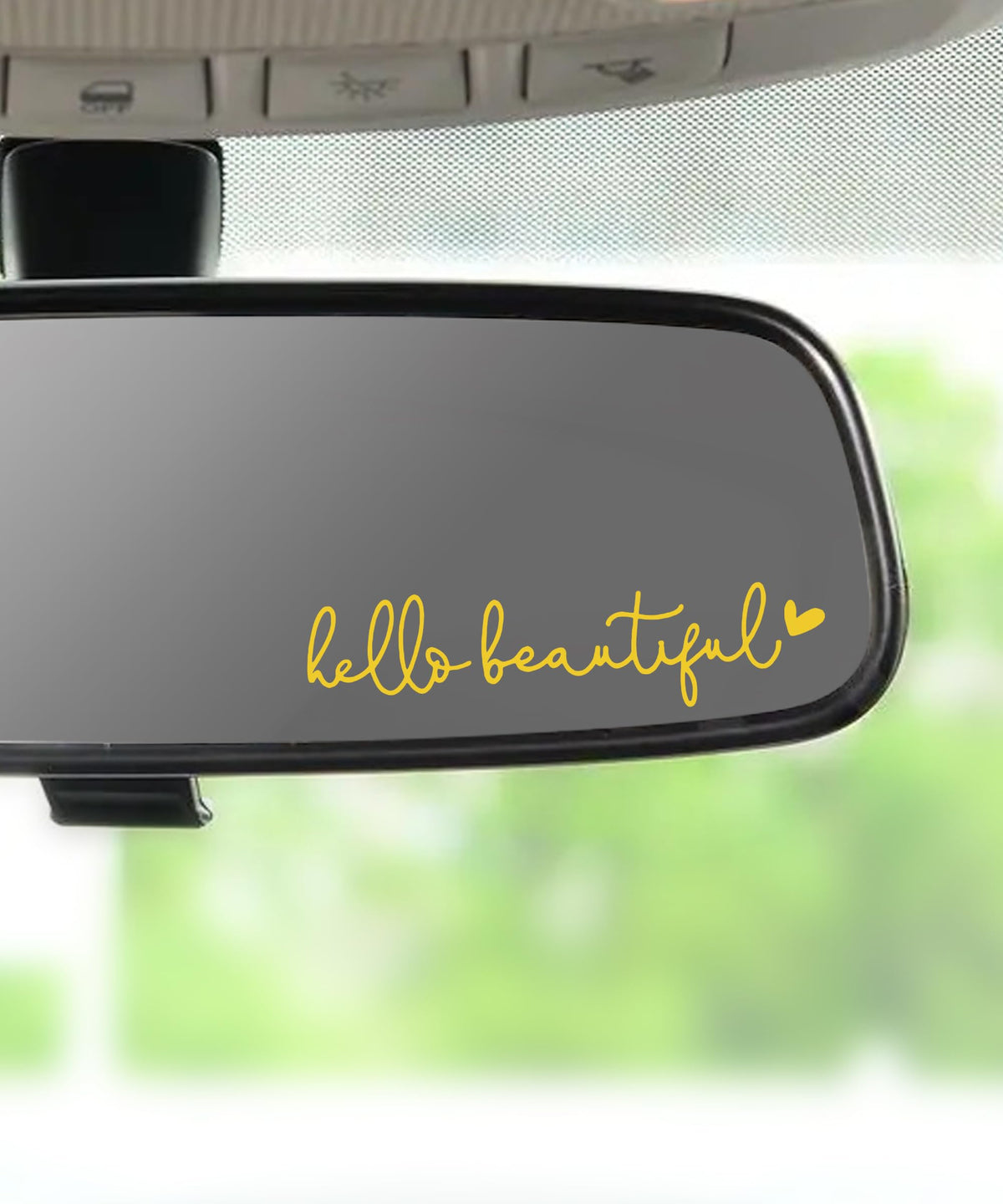RACOONA Rearview Mirror Decal,Hello Beautiful Decal,Car Accessories Stickers Rearview Mirror Sticker (Yellow)
