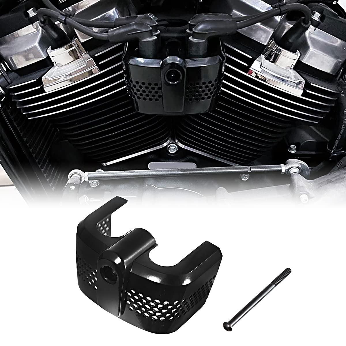 Motorcycle Black Chrome Ignition Coil Cover For Harley Softail Fatboy Street Bob Breakout 2018-2023 (Black)