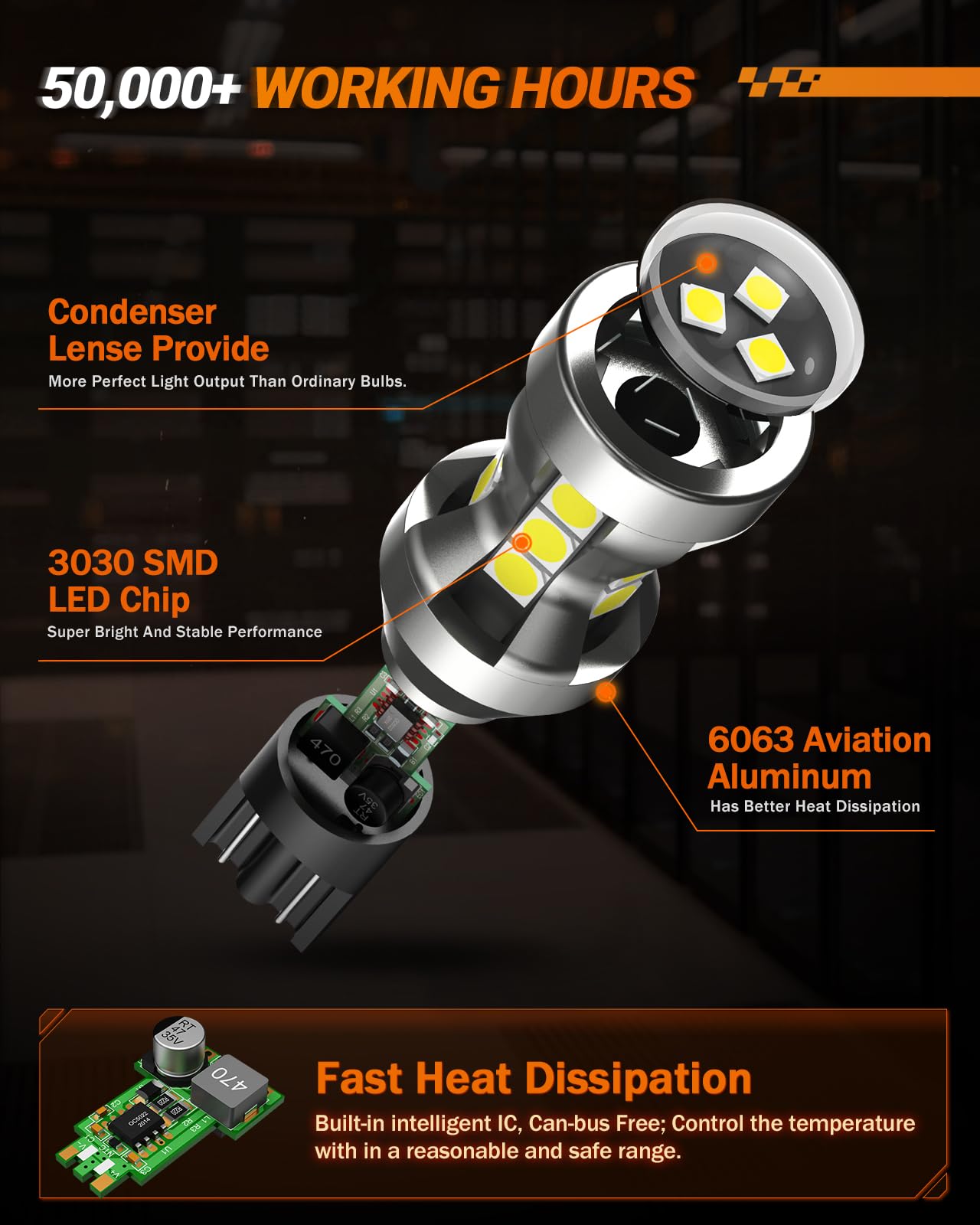 Sealight 921 Led Bulb Reverse Light, 912 921 Led Bulbs 6000K White 2600Lumens Super Bright, 906 904 902 W16W For T15 Reverse Lig