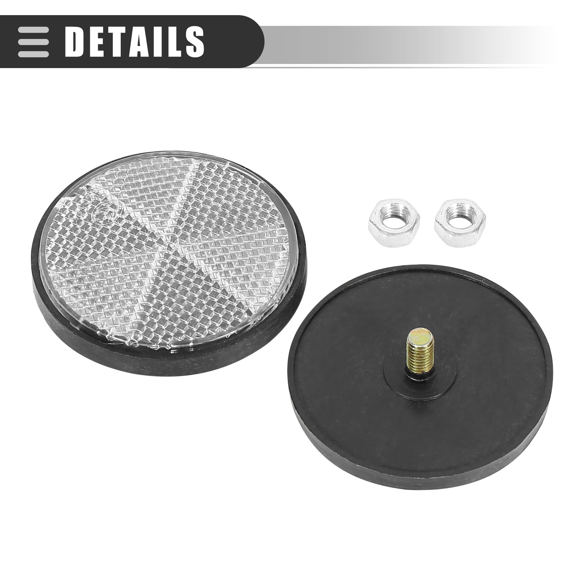 Motoforti Universal Motorcycle Bike Screw Mount, Reflective Warning Reflector, M6x1.0, Plastic, White, 1 Pair