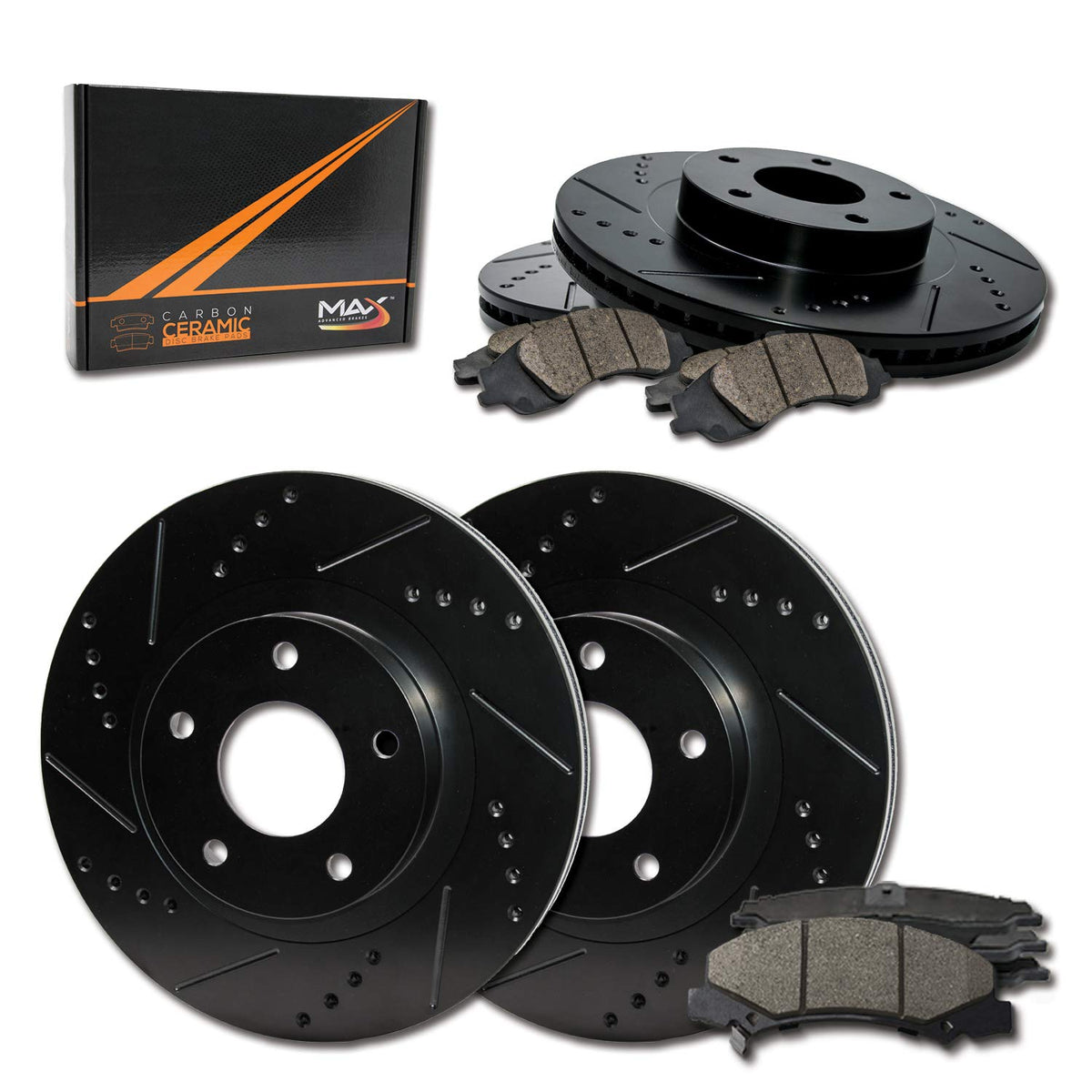 [Front + Rear] Max Brakes Elite Xds Rotors With Carbon Ceramic Pads Kt174683-2