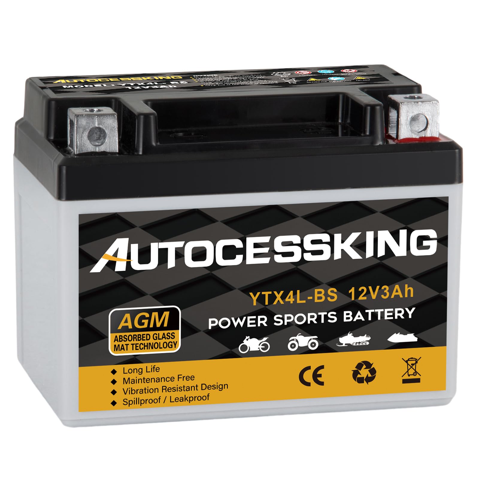 Autocessking H5 Group Size 47 Start and Stop AGM Automotive Battery, 12V 60Ah, 680 CCA, 100 RC Rechargeable Car Battery