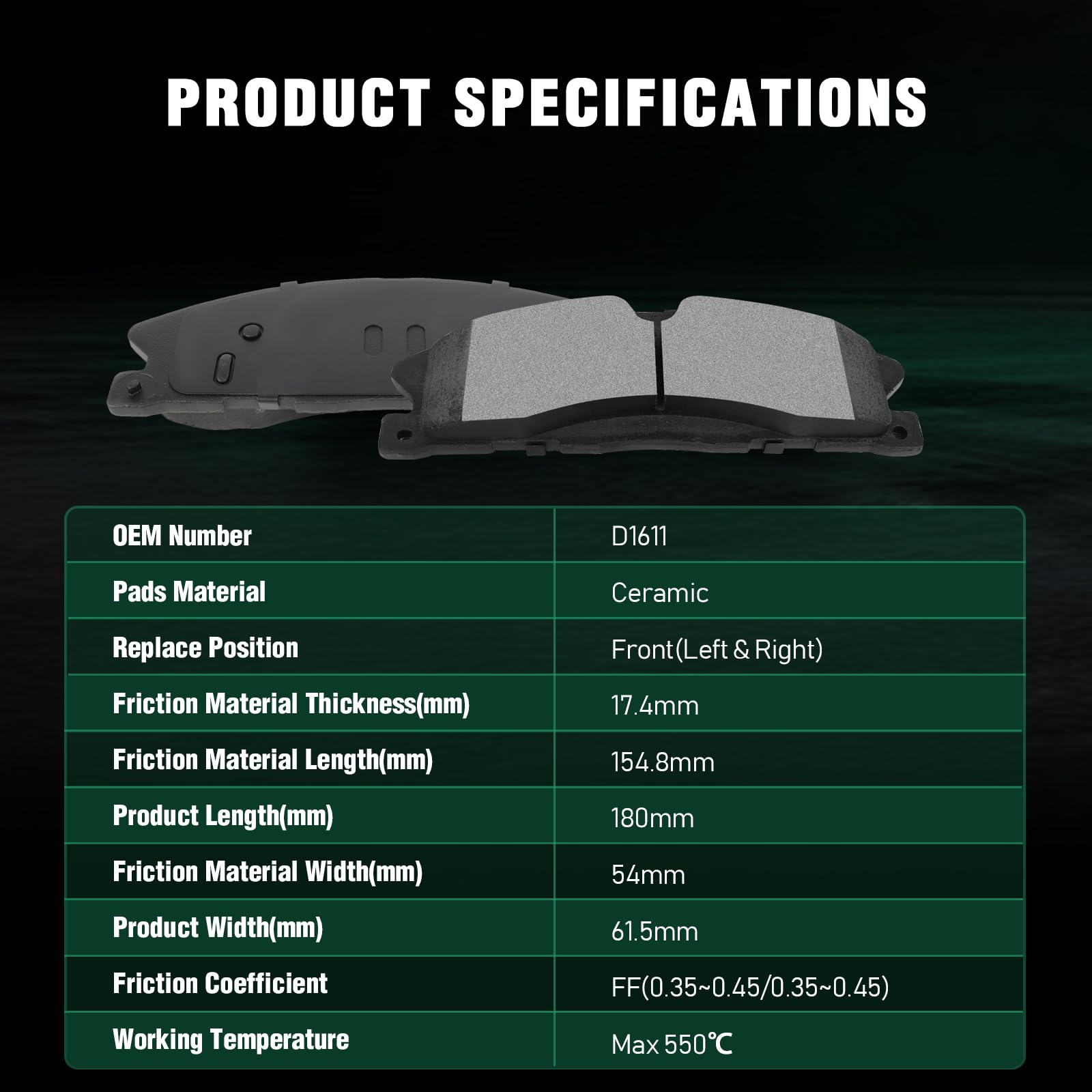 Automuto D1611 Ceramic Brake Pads Kits, Front Brake Pads Set Fit For Ford Explorer,Flex,Police Interceptor Sedan,Police Intercep