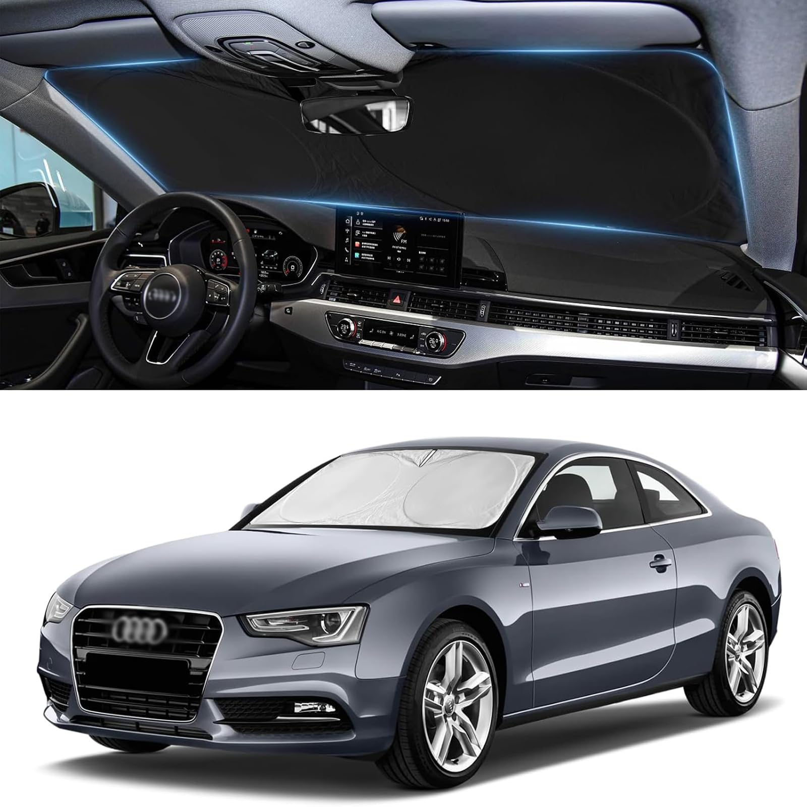 Custom Windshield Sunshade For Audi A4 A5 & S5 Rs5 2018-2022 2023 2024 2025 Front Window Shades Cover For Windshield Sun Visor S
