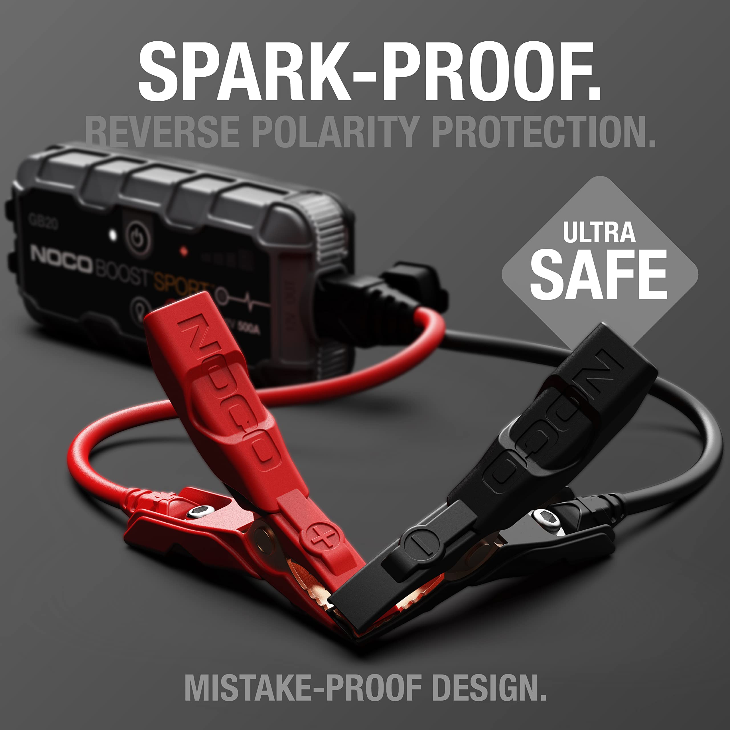 NOCO Boost Sport GB20 500 Amp 12-Volt UltraSafe Lithium Jump Starter Box, Car Battery Booster Pack, Portable Power Bank Charger,