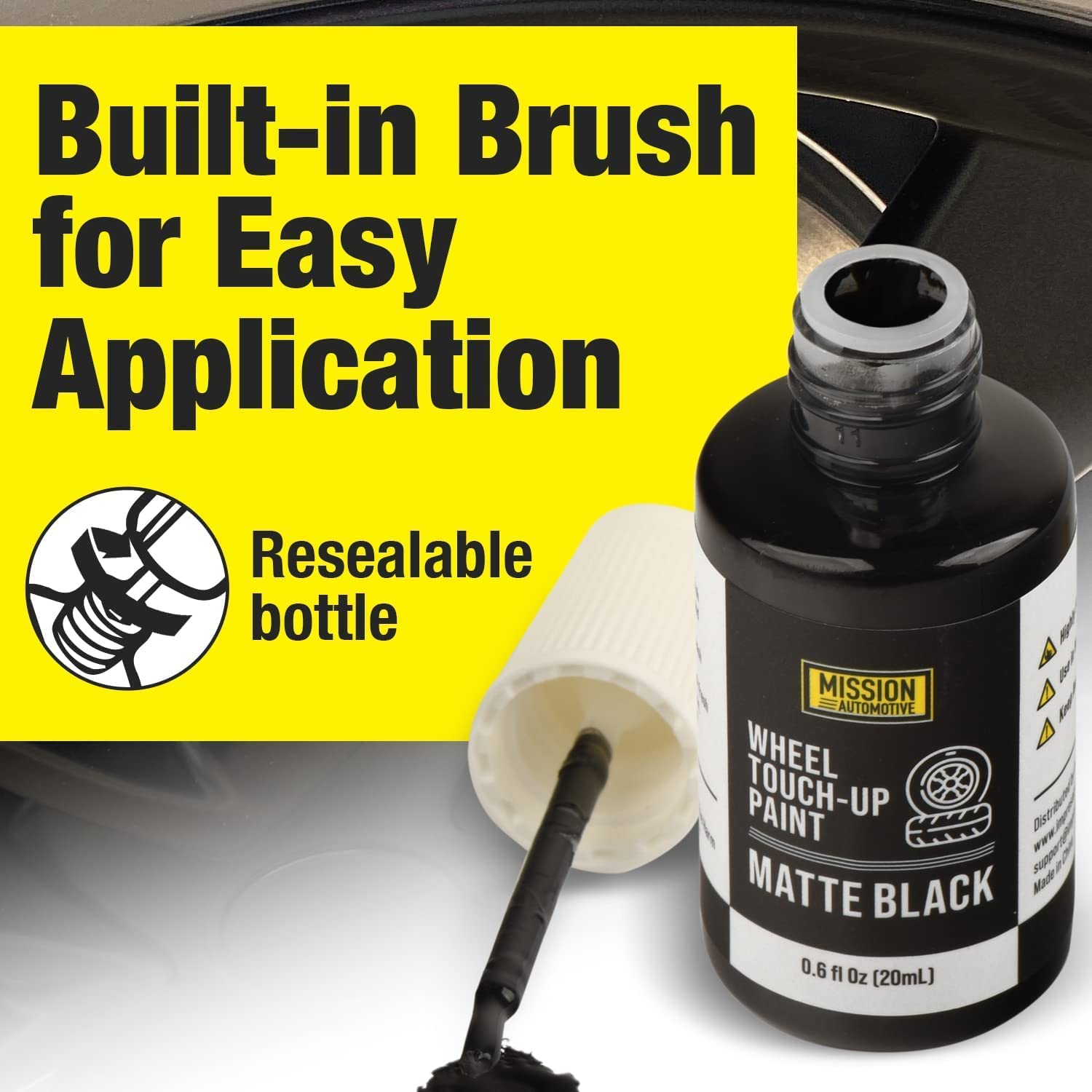 Mission Automotive Black Car Rim Paint for Tesla Wheels - Easy to Apply Satin Matte Touch Up Paint, Blends Well, Chip Resistant