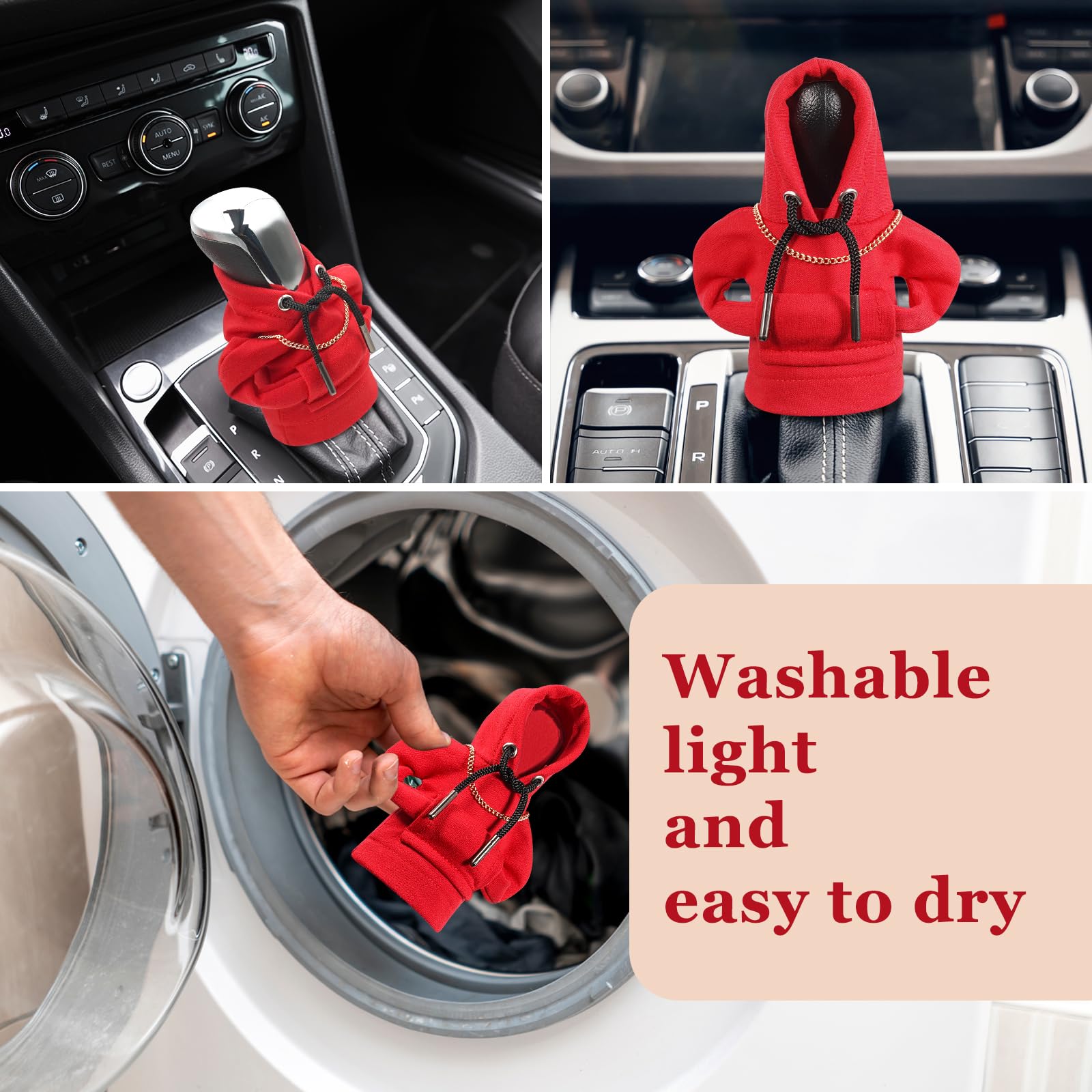 Yajeea Car Gear Shift Hoodie, Funny Mini Hoodie Car Decor, Winter Warm Universal Fit Shift Knob Cover, Automotive Interior Accessories Gift