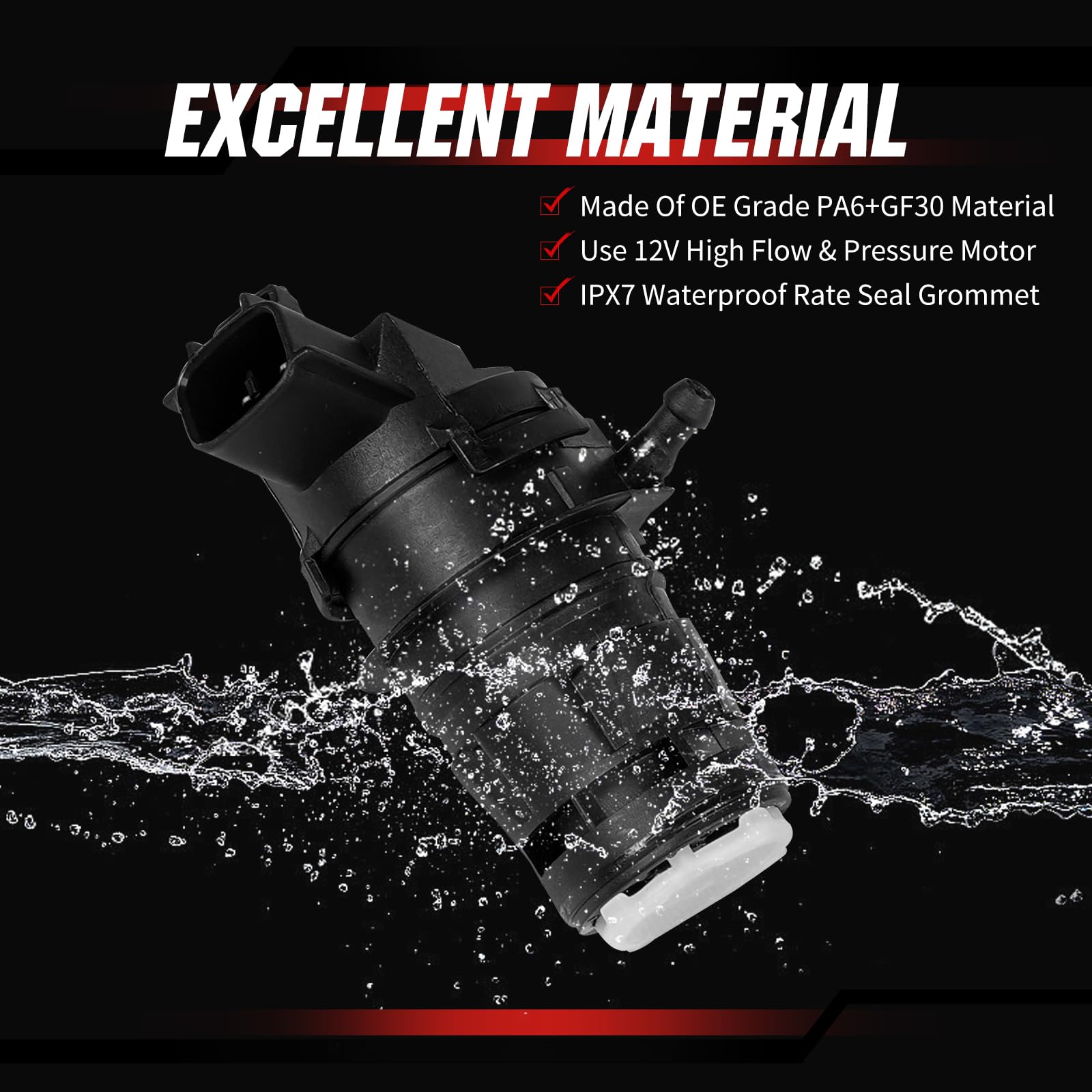 Otuayauto 85330-60190 Windshield Washer Pump With Grommet Replacement For Toyota, Lexus, Subaru, Mazda, Nissan, Acura, Honda Rep