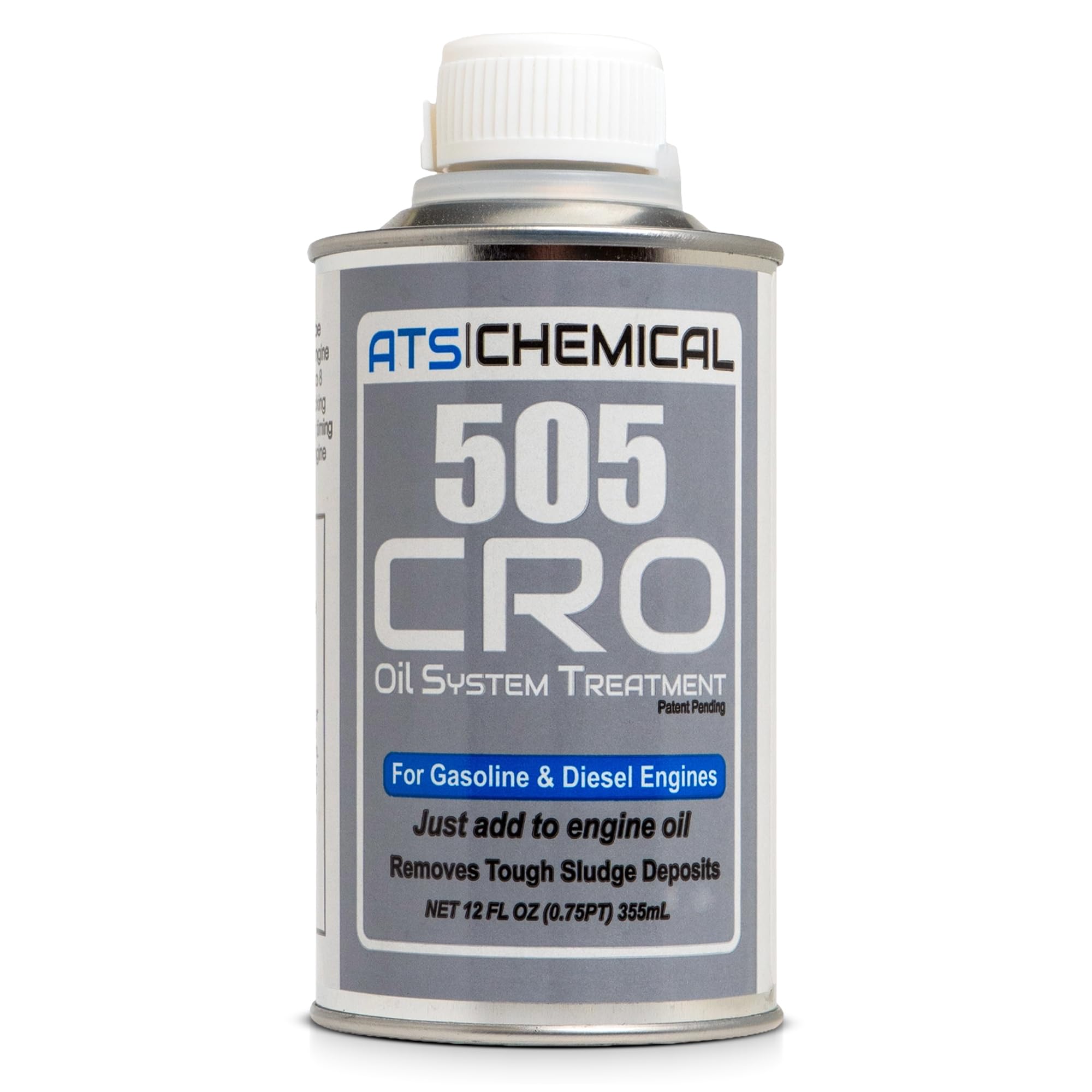 ATS Chemical 505 CRO Oil System Treatment - 12 oz Engine Oil Additive - Cleans Sludge, Reduces Emissions, Quiet Smooth Idle & Re
