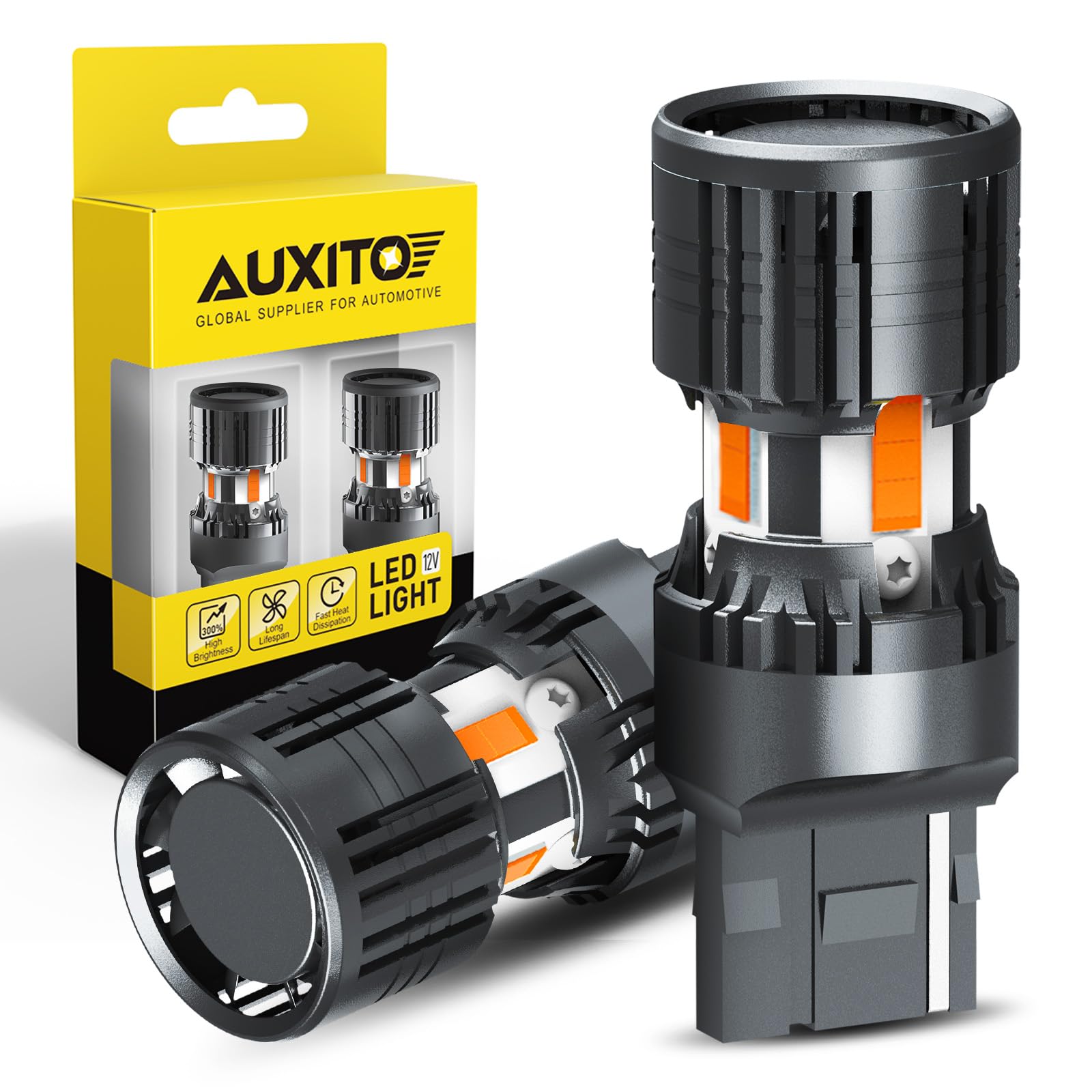 Auxito Canbus 7440 Led Bulbs Amber Yellow 4000 Lumens For Turn Signal Lights With Built-In Resistor Anti Hyper Flash 7440Na T20