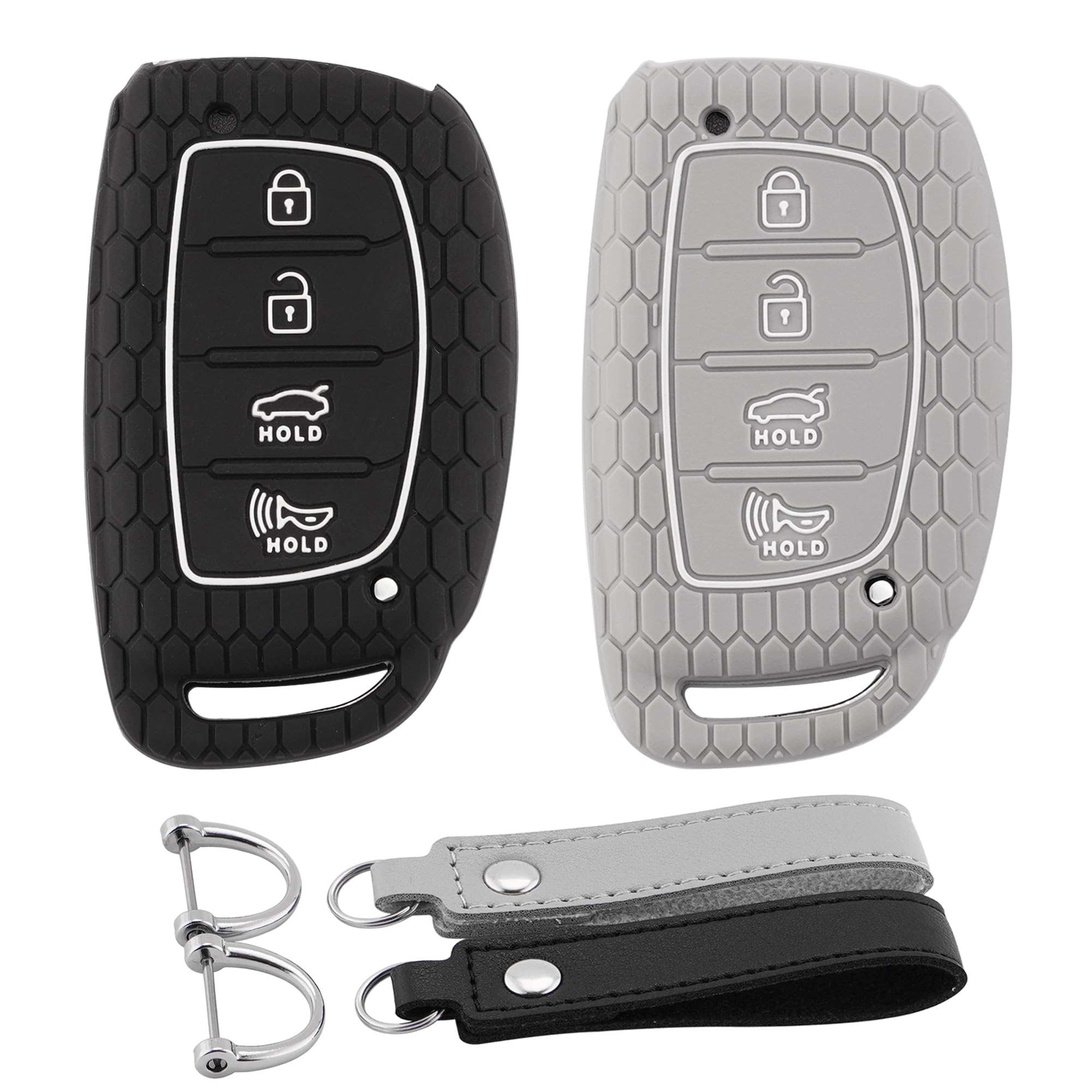 Koaudb For Hyundai Key Fob Cover With Keychain, Silicone Rubber Key Shell Case Protector Fit For Hyundai Elantra Elantra Gt Sona