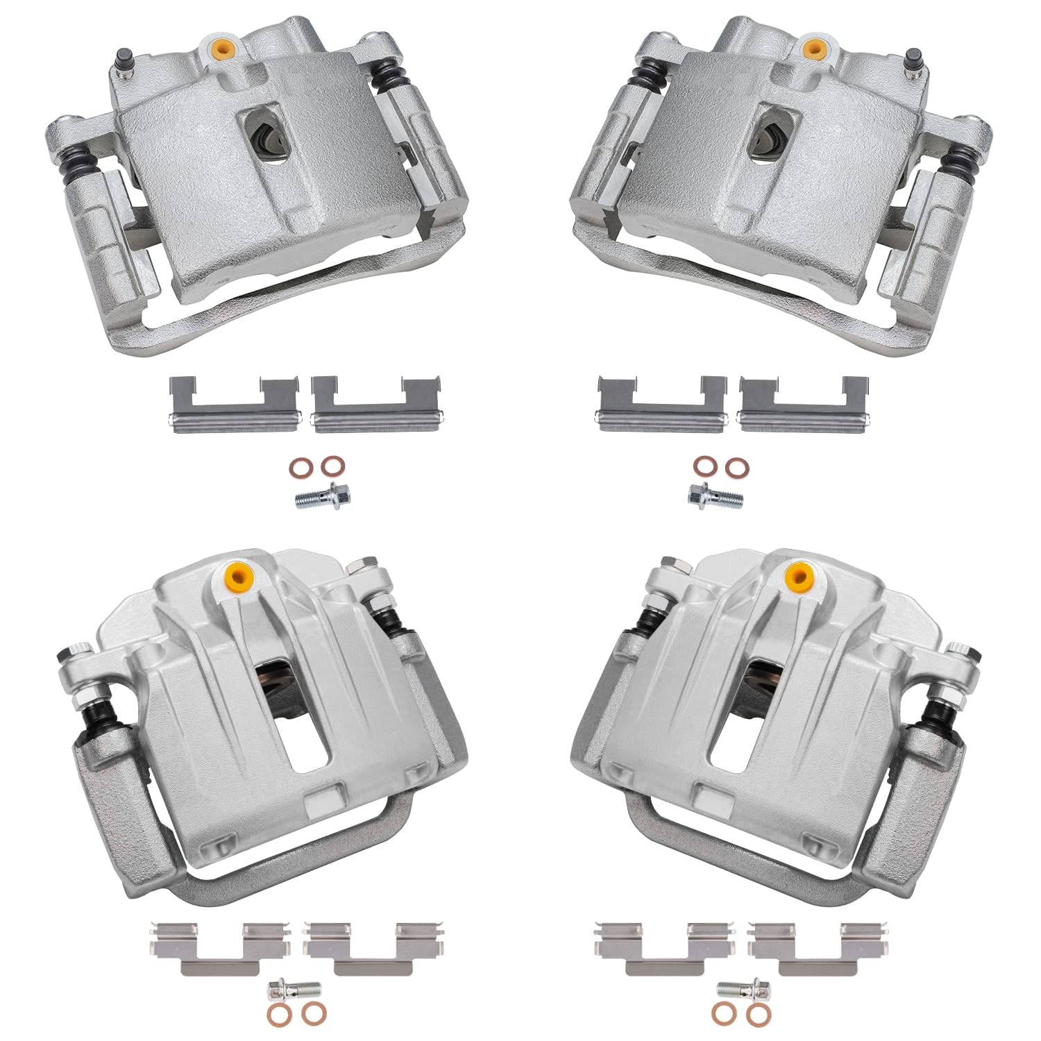 Detroit Axle - Brake Calipers for 2003 2004 2005 2006 GMC Chevrolet Silverado Sierra 1500, Front and Rear Disc Brake Calipers wi