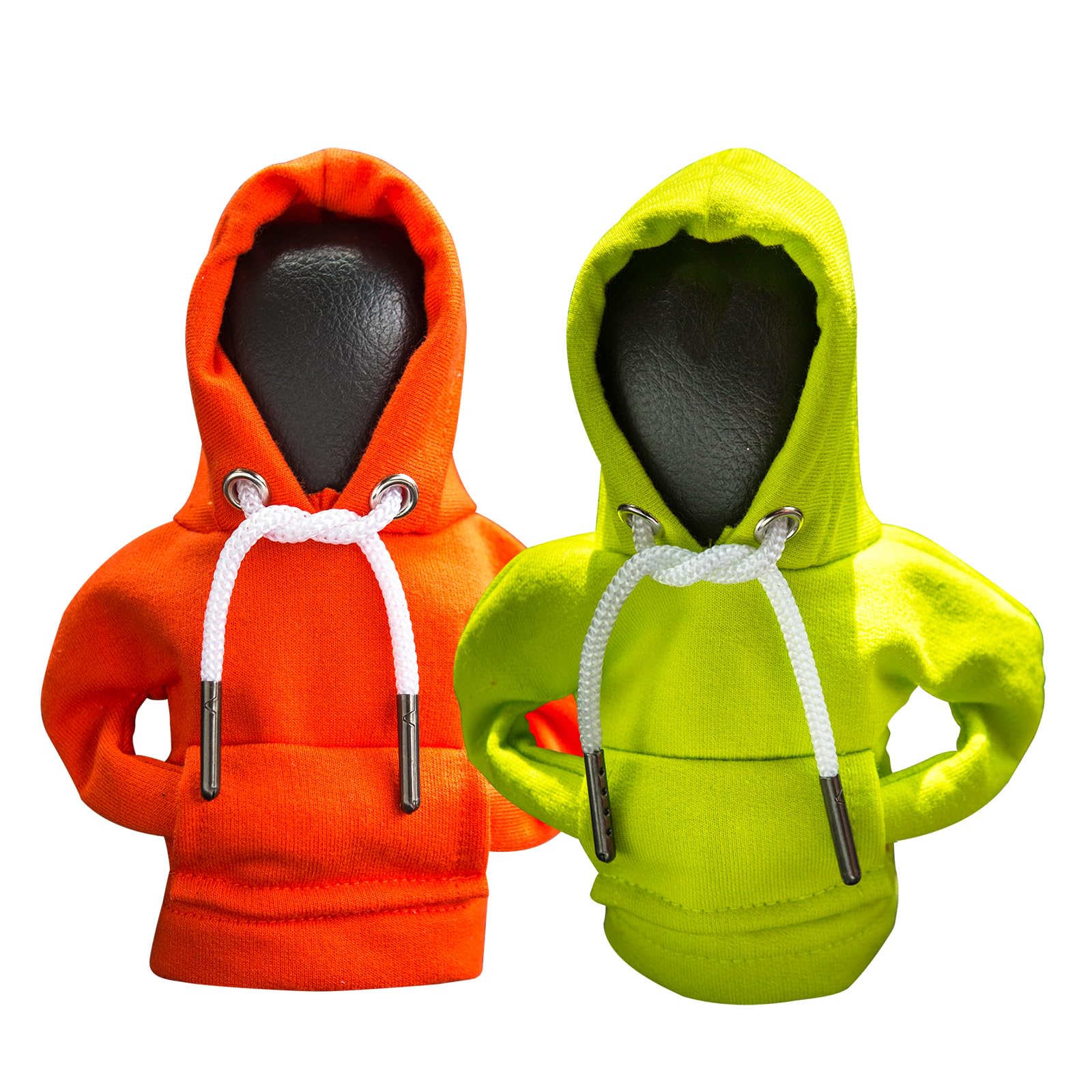 2Pcs Car Shift Knob Hoodie,Gear Shift Hoodie,Funny Sweater Hoodie For Gearshift,Automotive Interior Accessories(Orange And Green