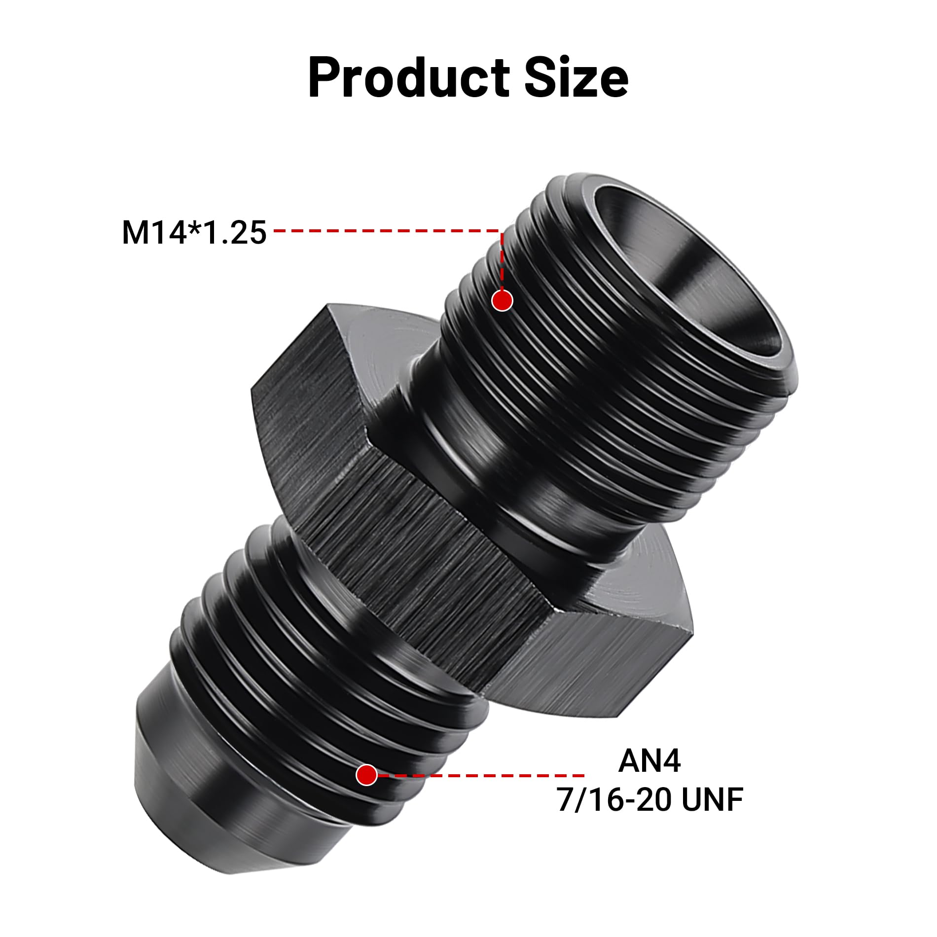 Evil Energy 4An Male Flare To M14 X 1.25Mm Male Metric Fitting Adapter Aluminium Alloy 2Pcs