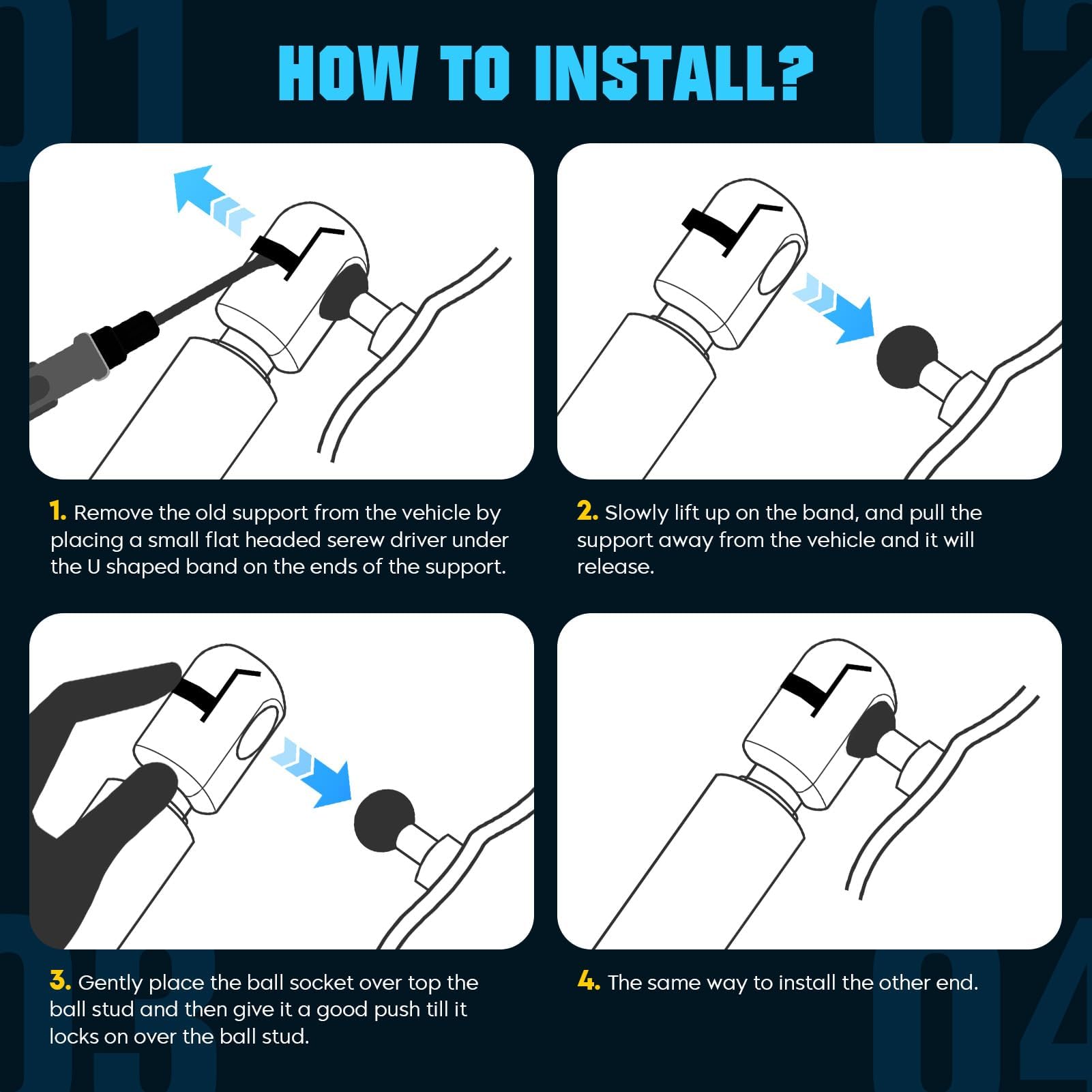 Front Hood Lift Supports Struts Gas Springs Shocks 4048 4699 For 1999-2004 Jeep Grand Cherokee,Pack Of 2