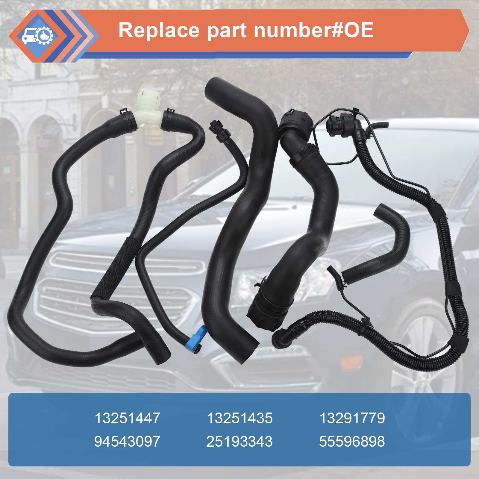 6 Pcs Engine Radiator Coolant Hose & Heater Hose & PCV Pipe & Coolant Inlet Hose Set Compatible With 2011-2016 Chevy Cruze 1.4L,
