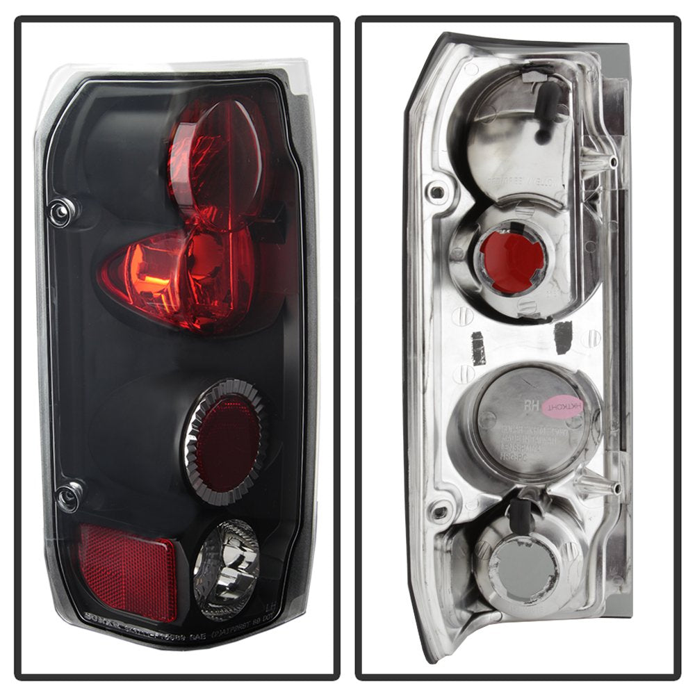 Acanii - For 1987-1996 Ford F150 F250 F350 Bronco Black Rear Tail Lights Brake Lamps Pair Driver & Passenger Side