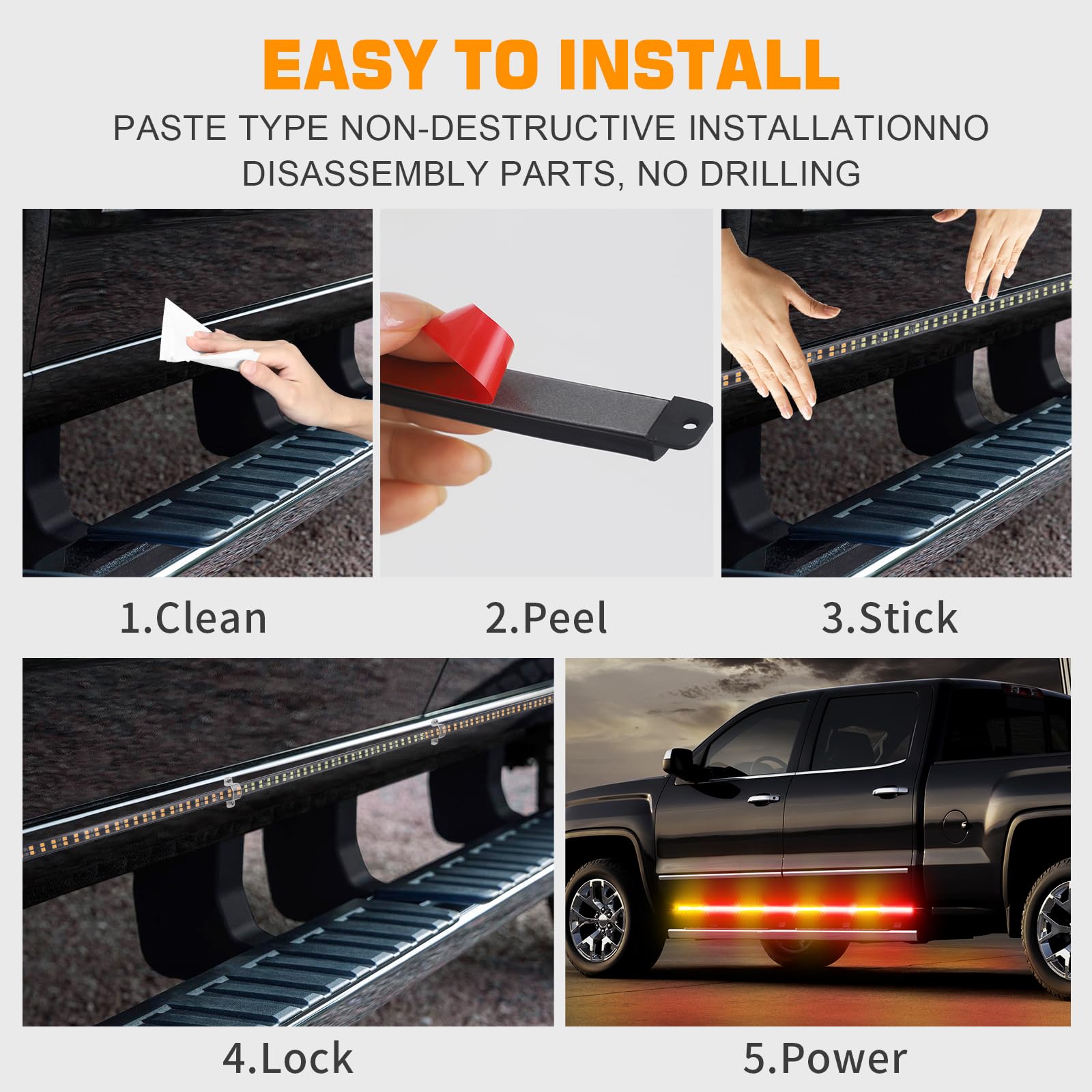 Xridonsen 2Pcs 70 Inch Truck Amber Red Emergency Lights Strip 864 Led Running Board Strobe Lights Bar Firefighter Lights Flashin