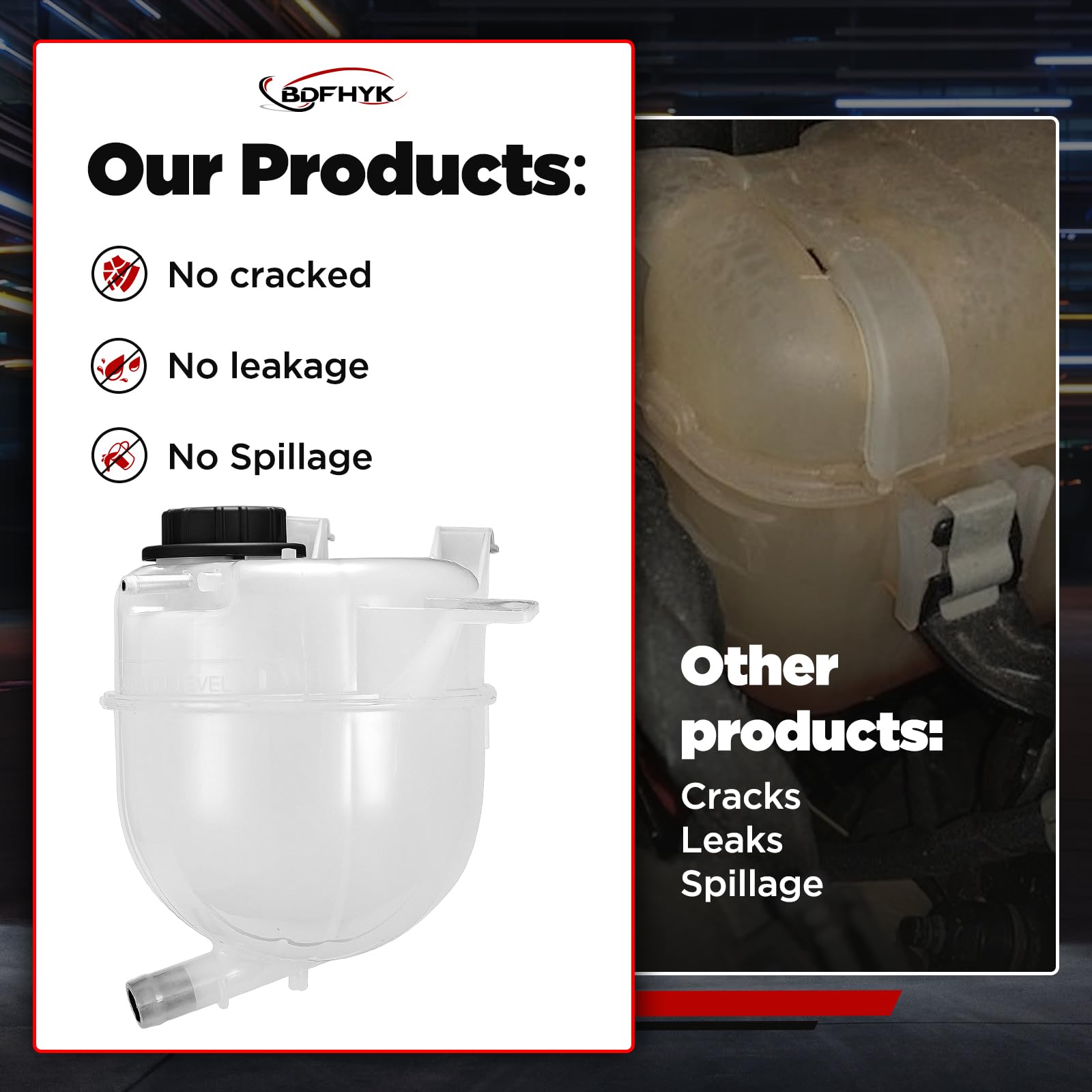 Bdfhyk Engine Coolant Expansion Reservoir Overflow Tank Compatible With E-150 E-250 E-350 E-450 E-550 Econoline Super Duty Club