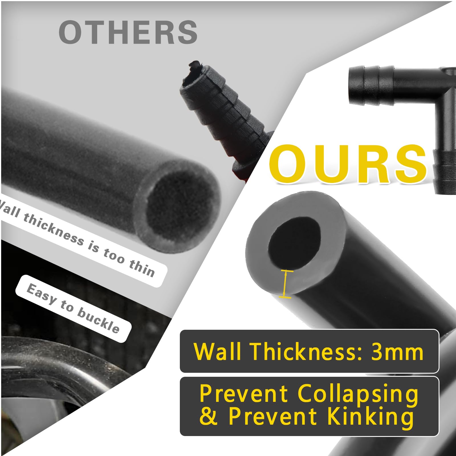 Shineyoo Silicone Vacuum Tubing Hose 6.6 Ft 6Pcs With Vacuum Connector 12 Sizes 128Pcs, 1/8'' 5/32'' 3/16'' 1/4'' 5/16'' 3/8'' I