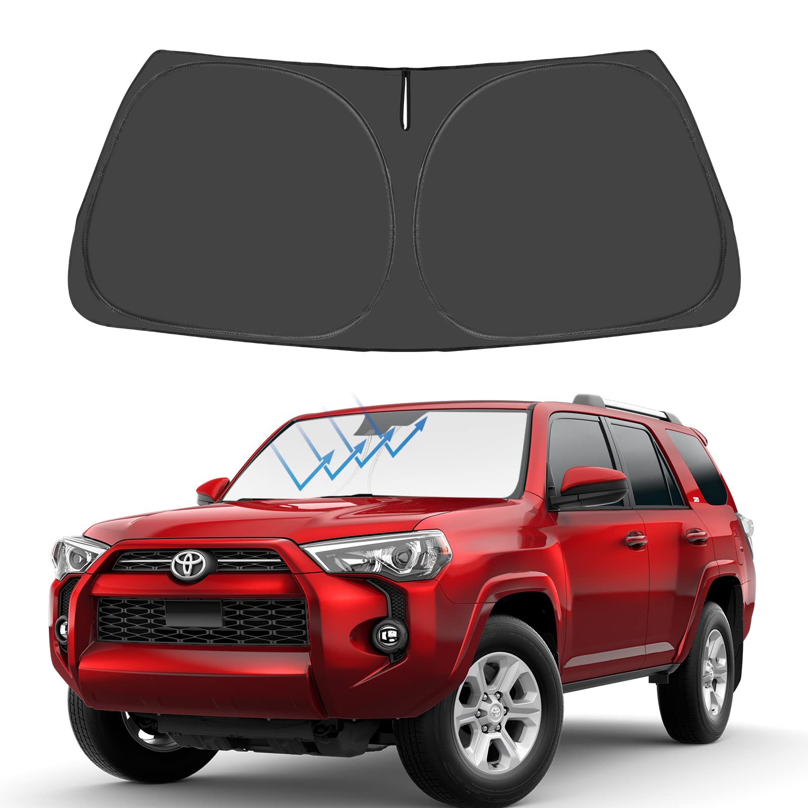 Proadsy 2025 Upgrade Windshield Sunshade Custom For 4Runner 2010-2023 2024 2025 Reflective Heat Sun Uv Protector Foldable Front