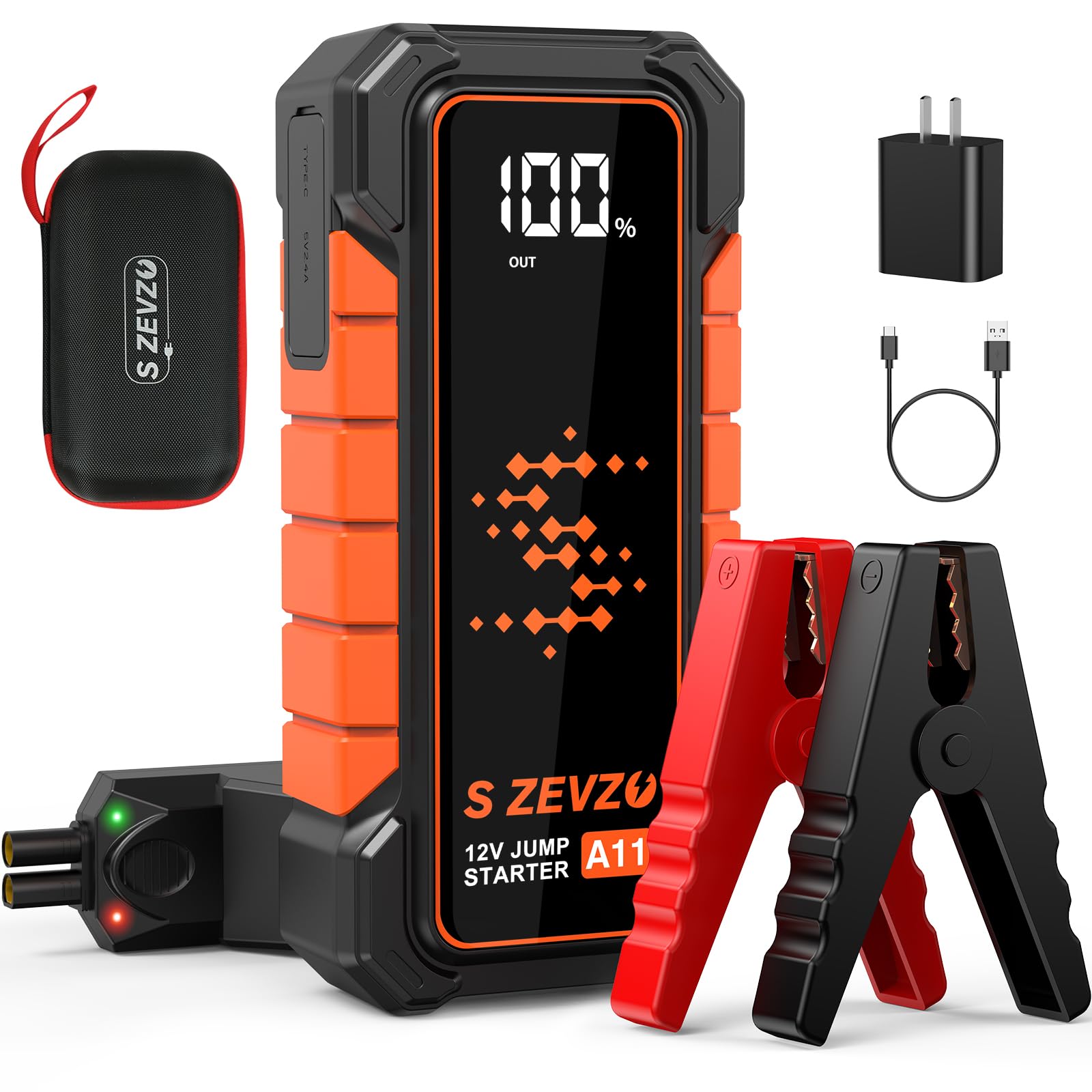 S ZEVZO A11 Jump Starter, Upgraded 5000A Car Battery Jumper Starter Portable (10.0L Gas & 7.0L Diesel Engines) with Booster 12V 
