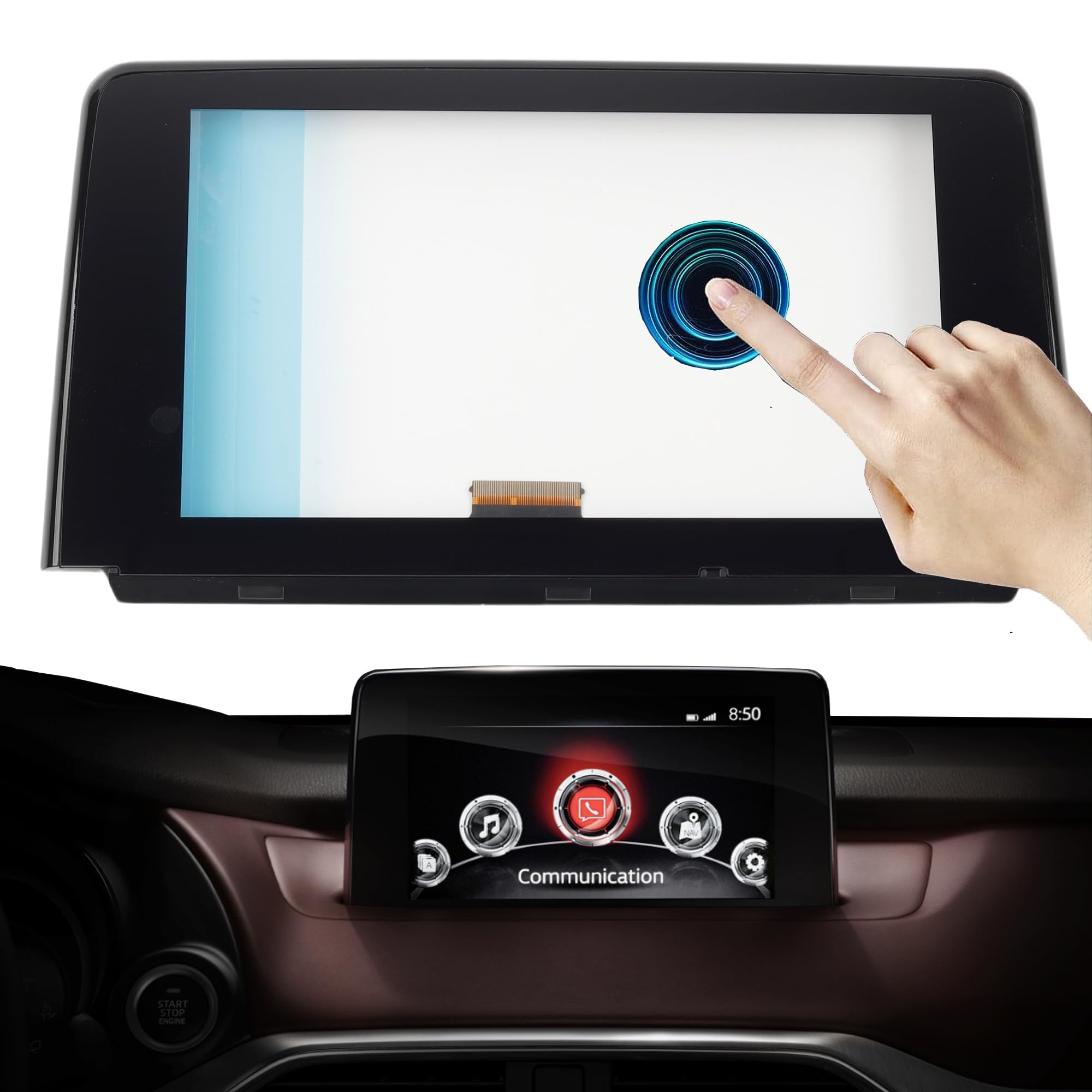 Dasbecan Uconnect 8'' Touch Screen Glass Digitizer Navigation Radio Compatible with Mazda CX-9 2016-2018 Replaces# TK48-611J0,TK