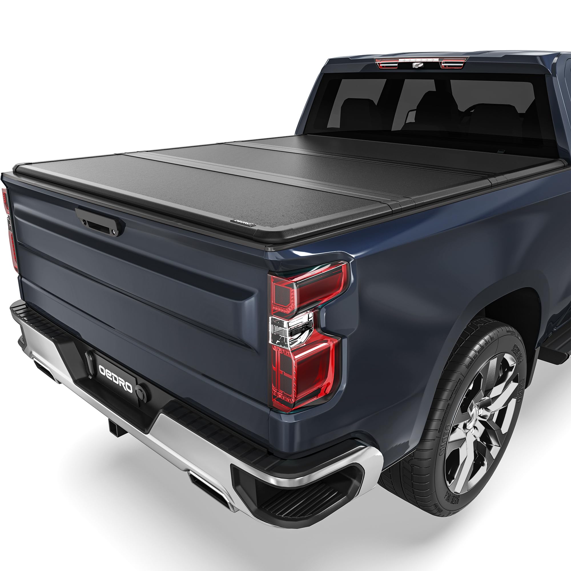 OEDRO FRP Hard Tri-fold Tonneau Cover Fits for Chevy Silverado 1500 & GMC Sierra 1500 2014-2018 New Body Style 5.8ft Bed w/o Mul