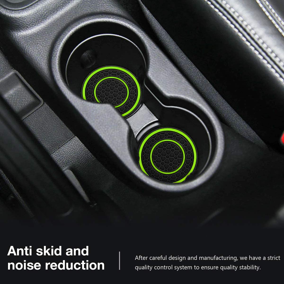 Auprite Car Cup Holder Coasters, 2 Pack Universal Auto Anti Slip Cup Holder Insert Coaster, Car Interior Accessories (Green)