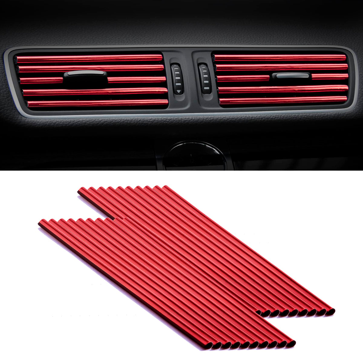 Singaro 20 Pieces Car Air Conditioner Air Outlet Decorative Strips, Bendable Diy, Universal For Most Air Outlets, Car Interior A