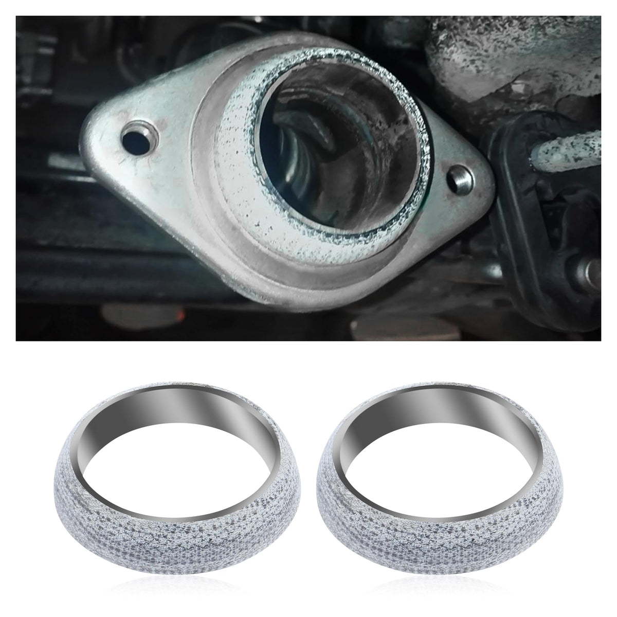 2Pcs Id 54Mm Car Exhaust Flange Gaskets,Sealed Exhaust Manifold Gasket For Manifold And Piping Connections,Universal Replacement