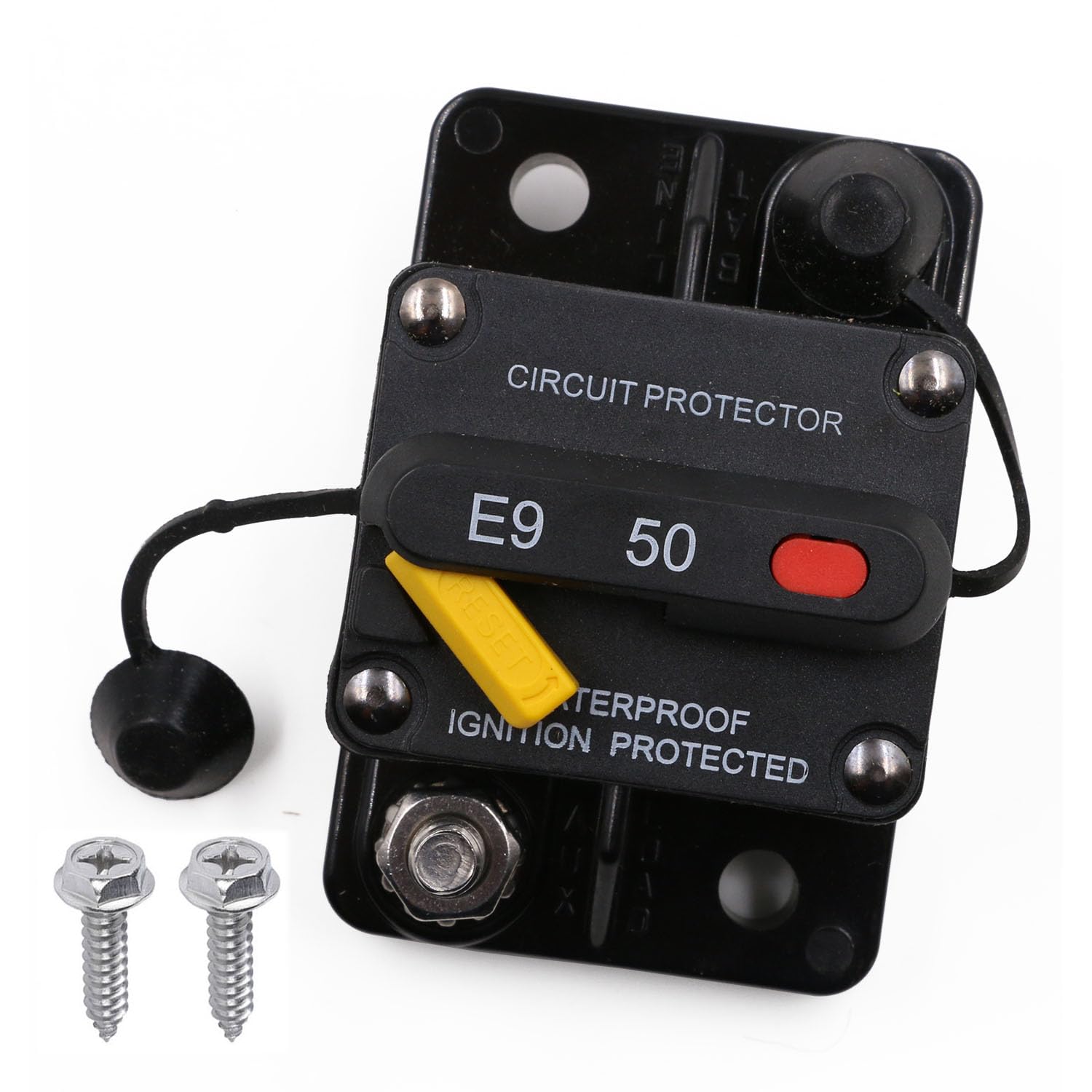 T Tocas 50 Amp Circuit Breaker with Recessed Switch Design for Boat Trolling Motor Marine ATV | Waterpoof IP67 Protection with M