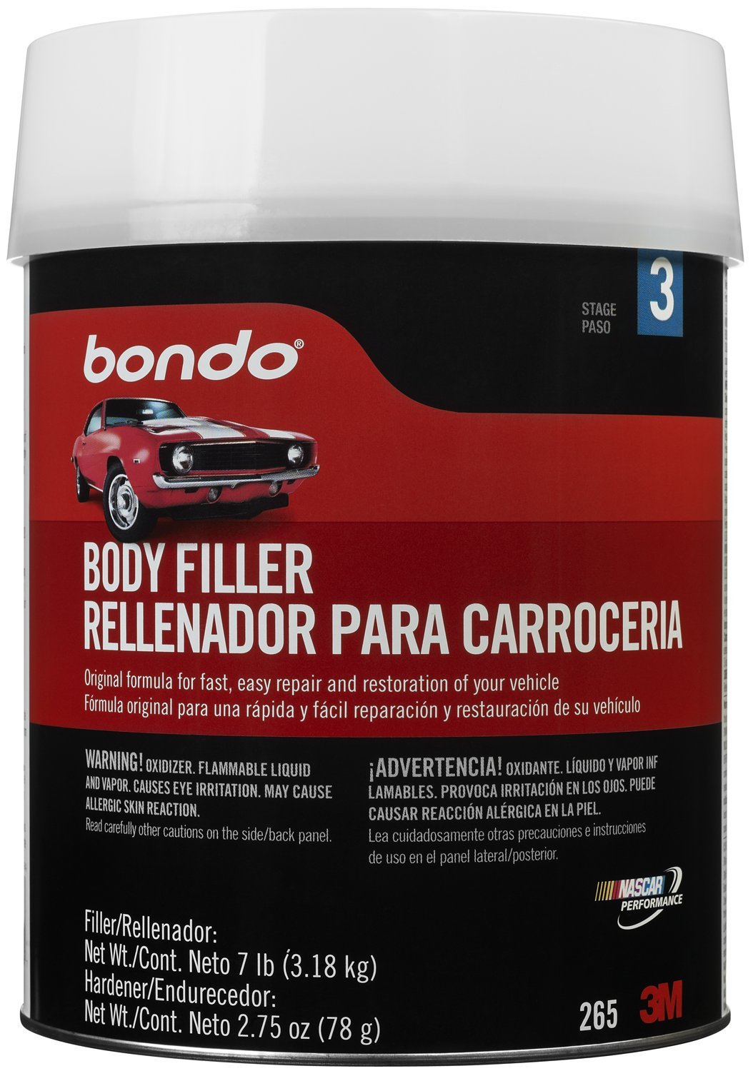 Bondo Body Filler, Original Formula For Fast, Easy Repair & Restoration For Your Vehicle, 00265, Filler 6.30 Lb And Hardener 2.7