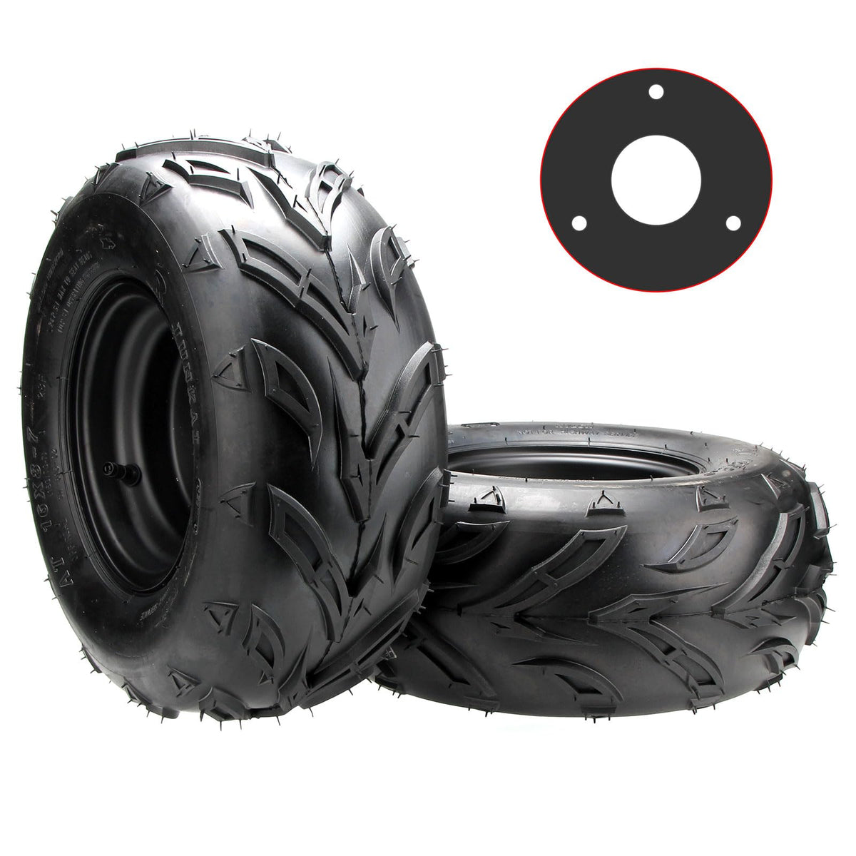 ELANER 16x8-7 ATV Wheels, 3 lug 16x8-7 Tubeless Tires for Kazuma Quad ATV Go Kart UTV 125cc 150cc Off Road Tyres 3 Holes Rim set