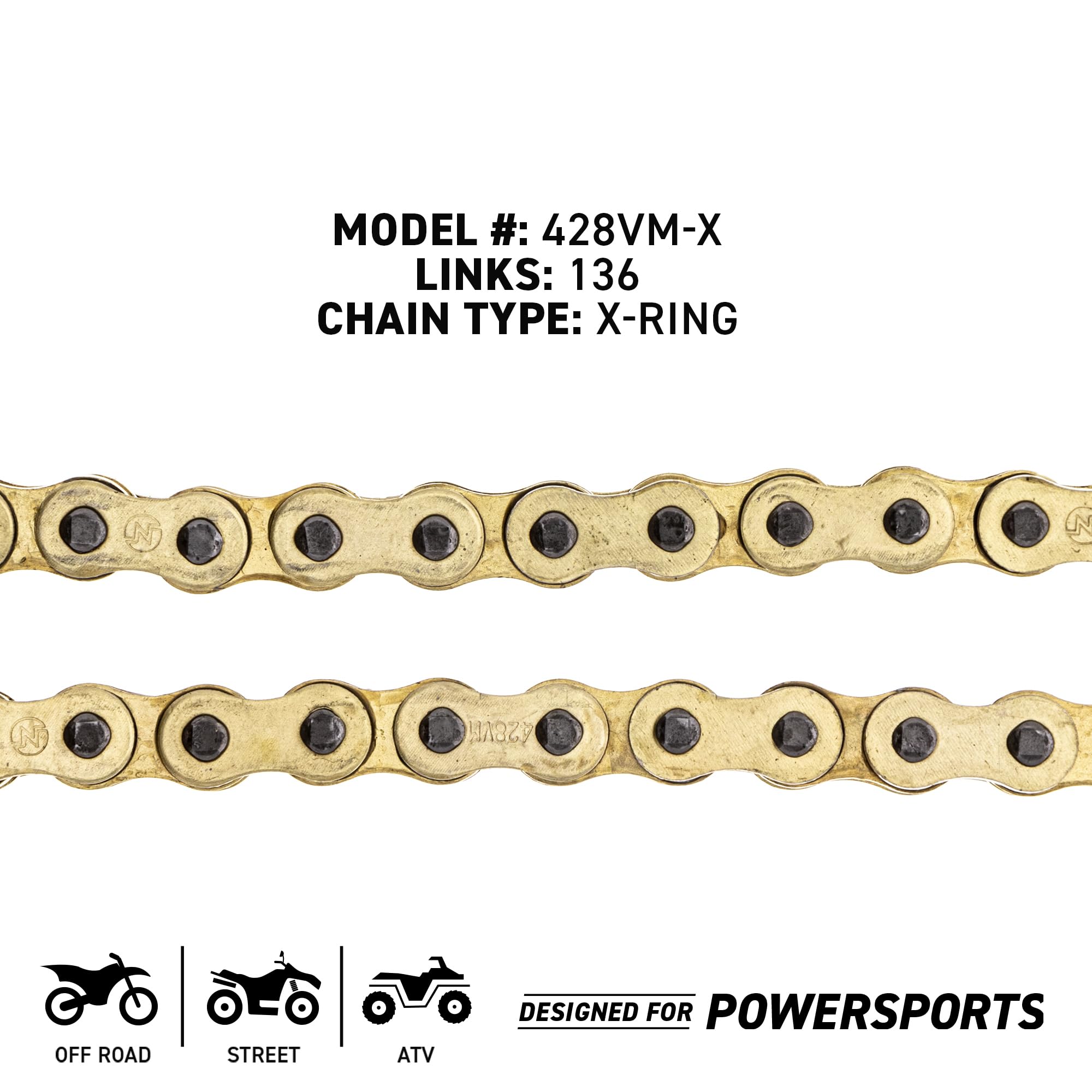 Niche Gold 428 X-Ring Chain 136 Links With Connecting Master Link