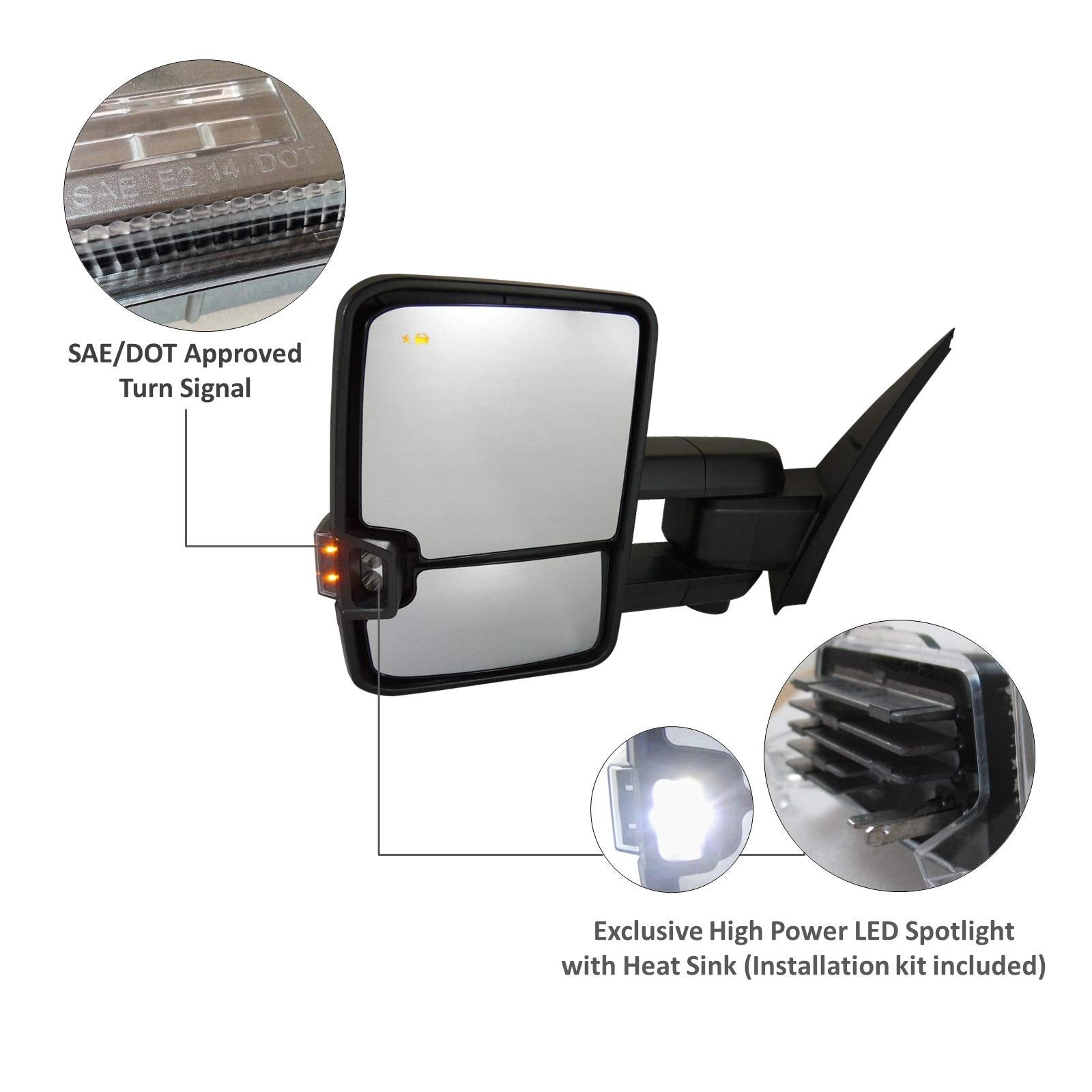 Trail Ridge Tow Mirror Upgrade Power Fold Turn Memory Bsm Chrome Pair For Tundra