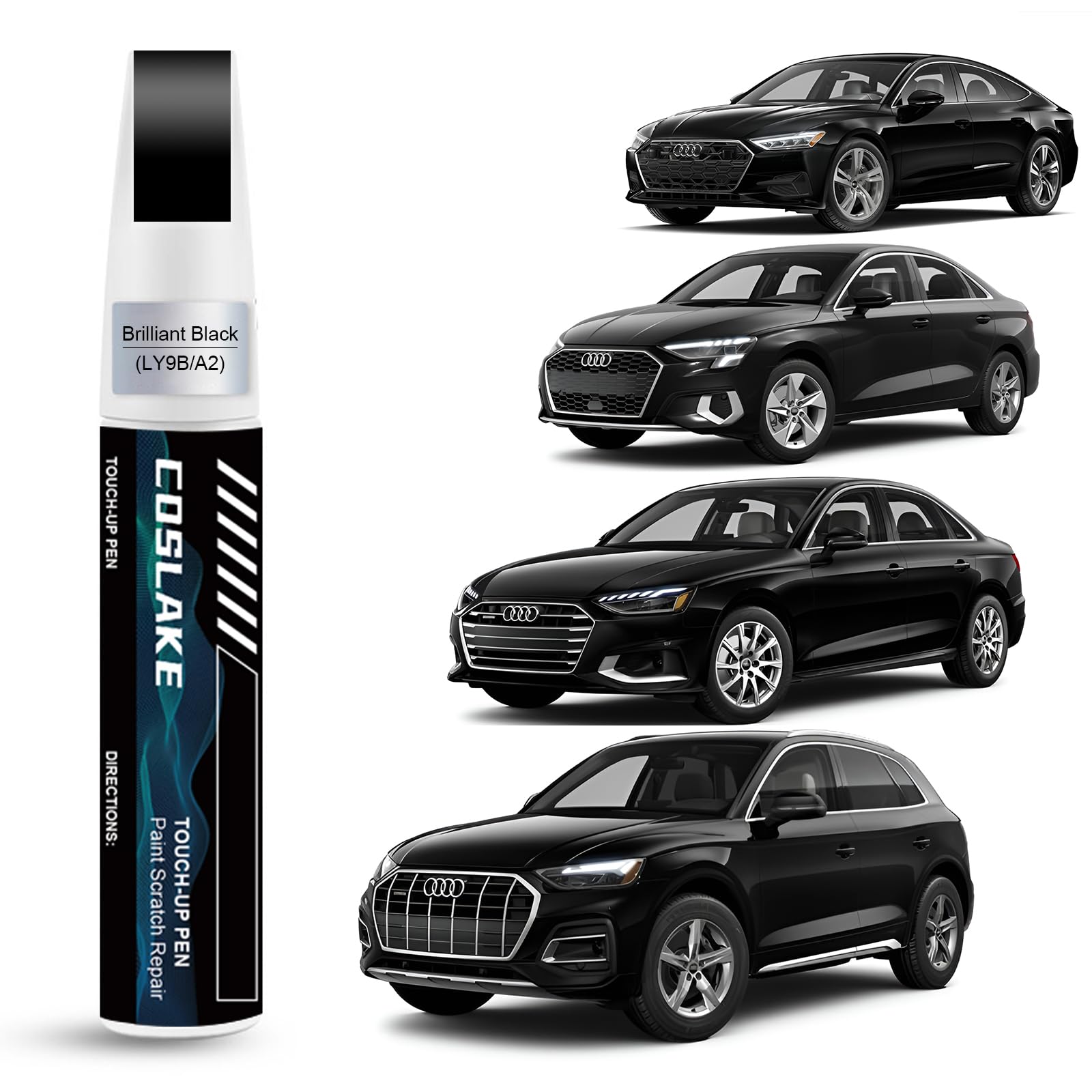 Coslake Car Touch Up Paint(Brilliant Black(Ly9B/A2)) For Audi, Car Paint Scratch Repair Kit, Quick & Easy Solution To Repair, 2