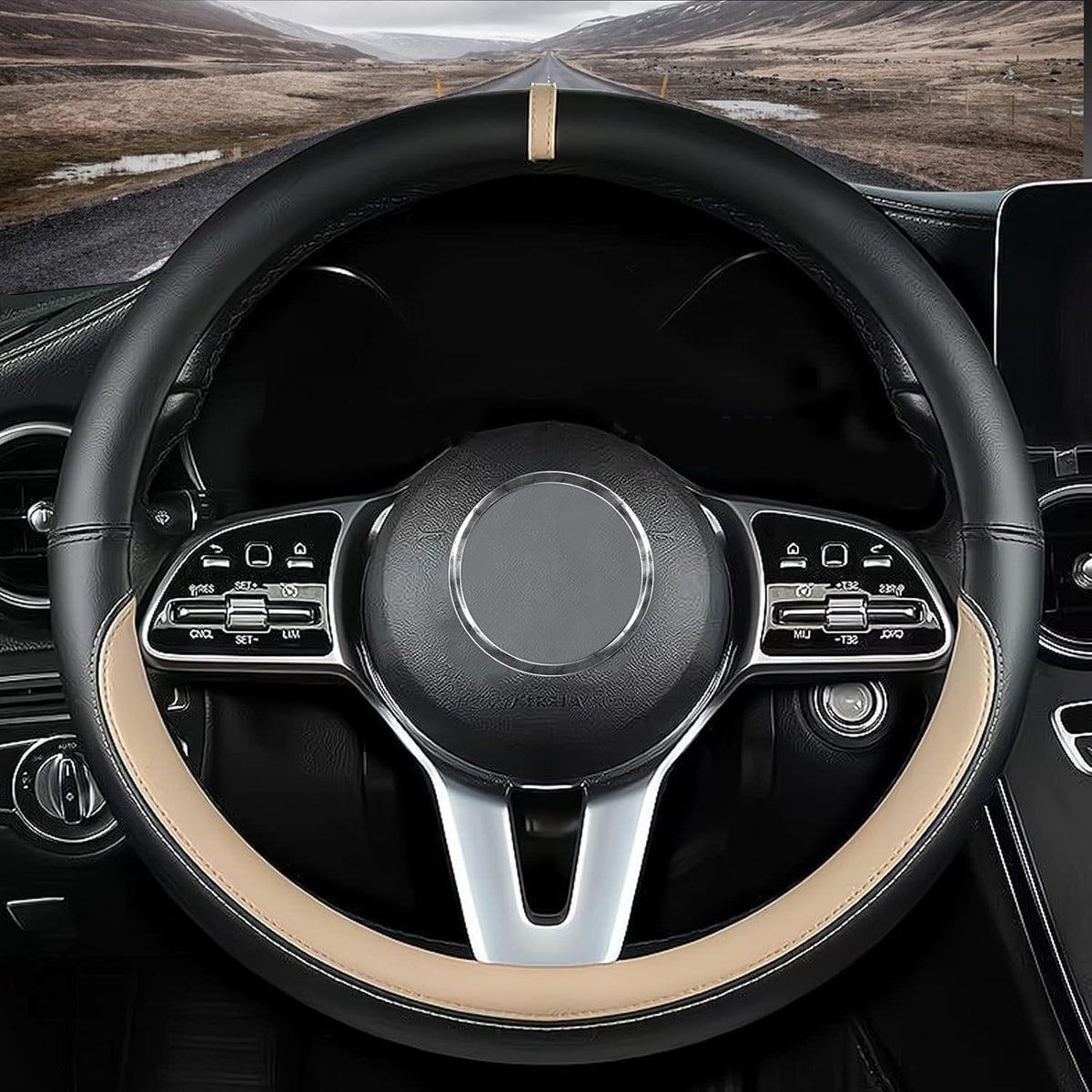 Custom Fit For Chevrolet Steering Wheel Cover, Nappa Leather Car Steering Wheel Cover Non-Slip Steering Wheel Cover, Designed Fo