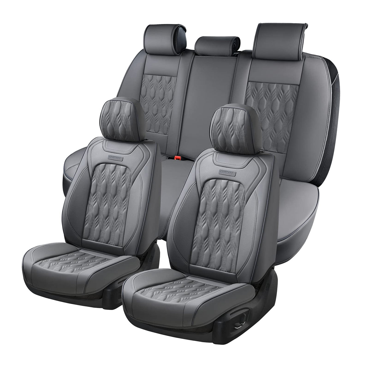 Coverado Car Seat Cover Full Set, Front And Back Seat Covers For Cars, 5 Seats Luxury Leather Seat Covers, Waterproof Car Seat P