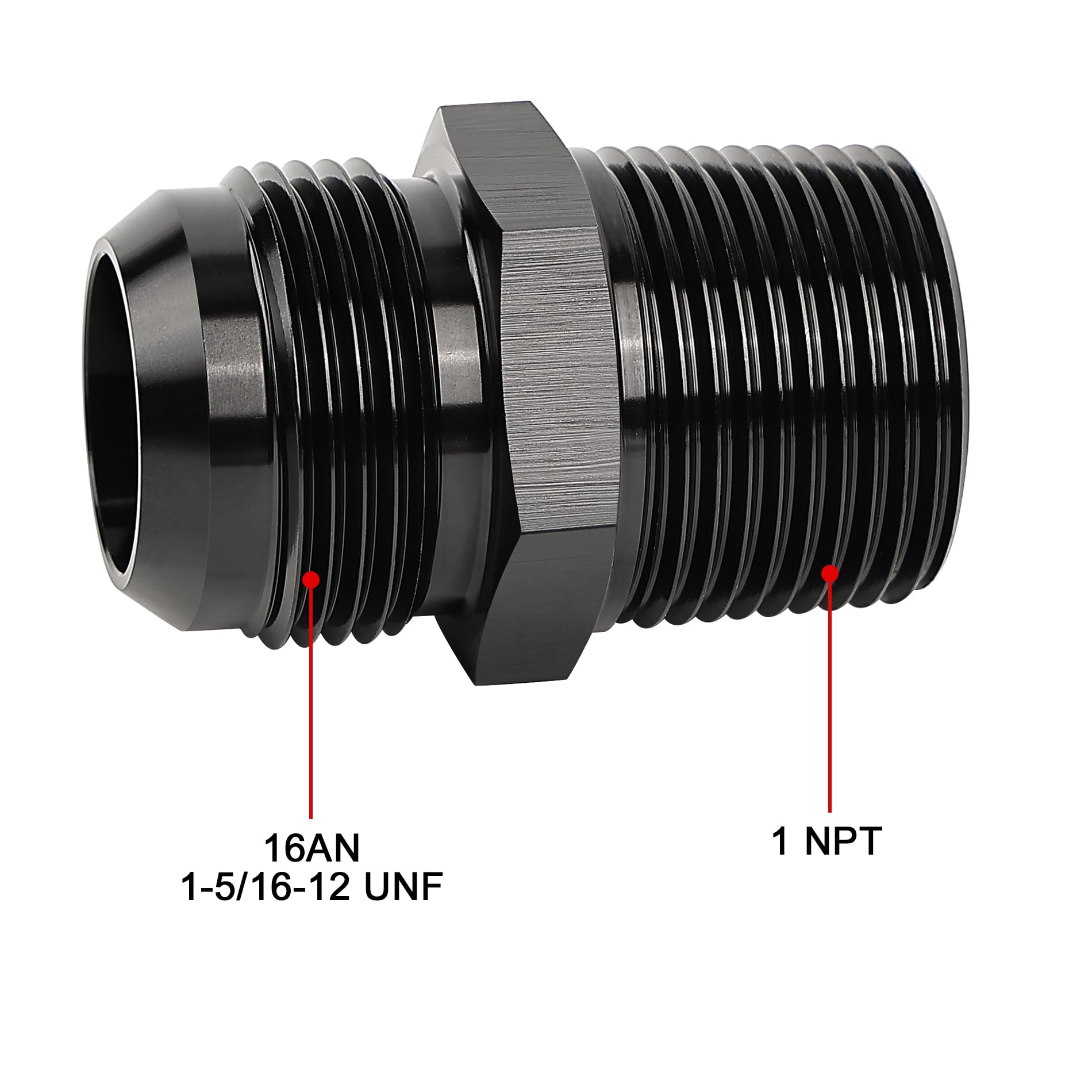 Evil Energy 16An Male Flare To 1 Npt Fitting Adapter Straight Aluminum Black