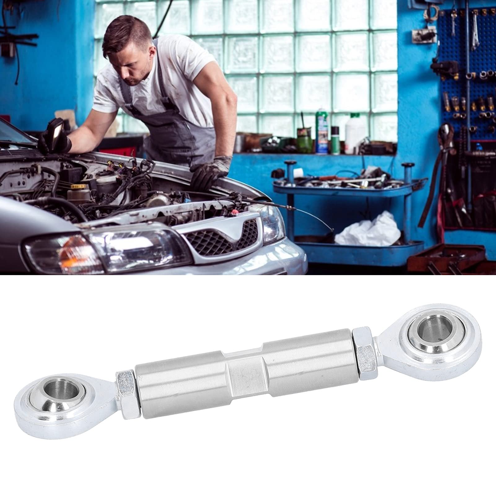 Alternator Tensioning Rod, 2 1/2In Adjuster Tensioner Rod,Short Water Pump Alternator Bracket Stainless Steel Alternator Bracket Fit For Sbc Bbc 350 454 Engine