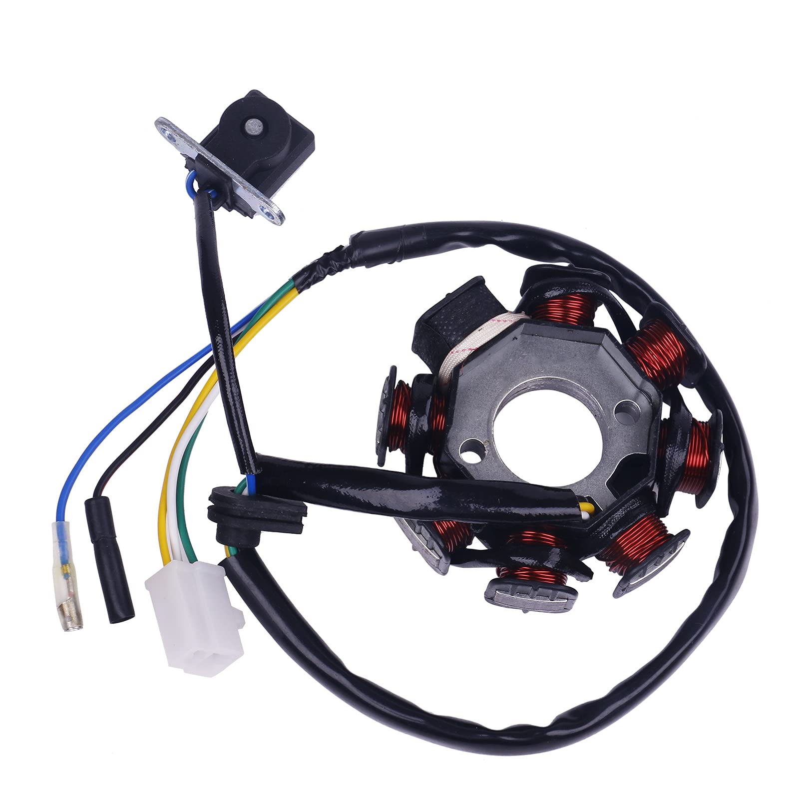 Glixal Gy6 49Cc 50Cc 80Cc 100Cc 8 Poles Magneto Stator For 139Qmb 139Qma 147Qmd Scooter Moped Atv Go-Kart Buggy Engine Taotao Jonway Icebear Baja Coolster Lance Sunl Vento (Alternating Current)